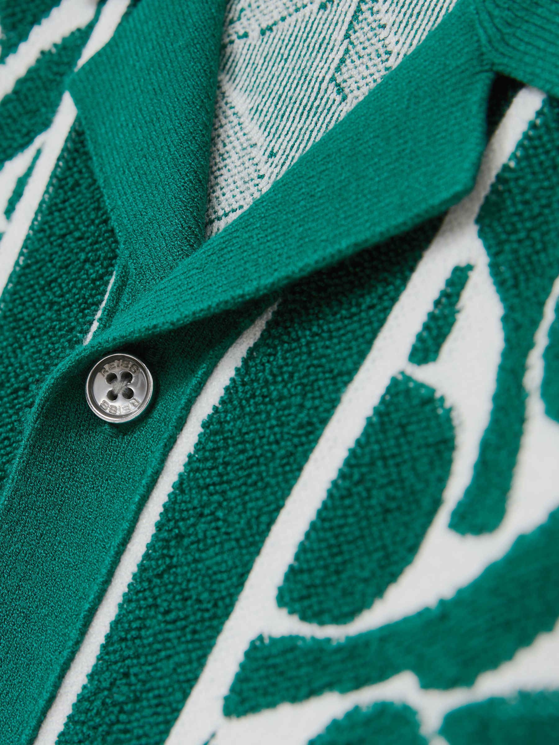 9-13 yrs Abstract-Pattern Towelling Shirt in Green/White