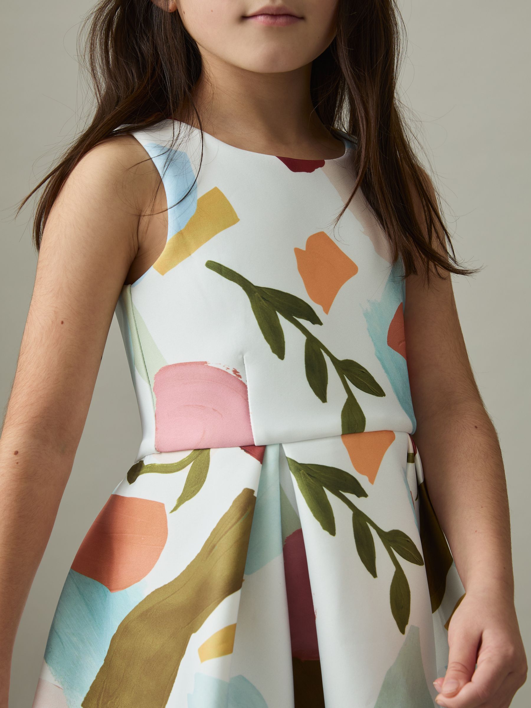 13-14 yrs Abstract Floral Scuba Dress in Multi
