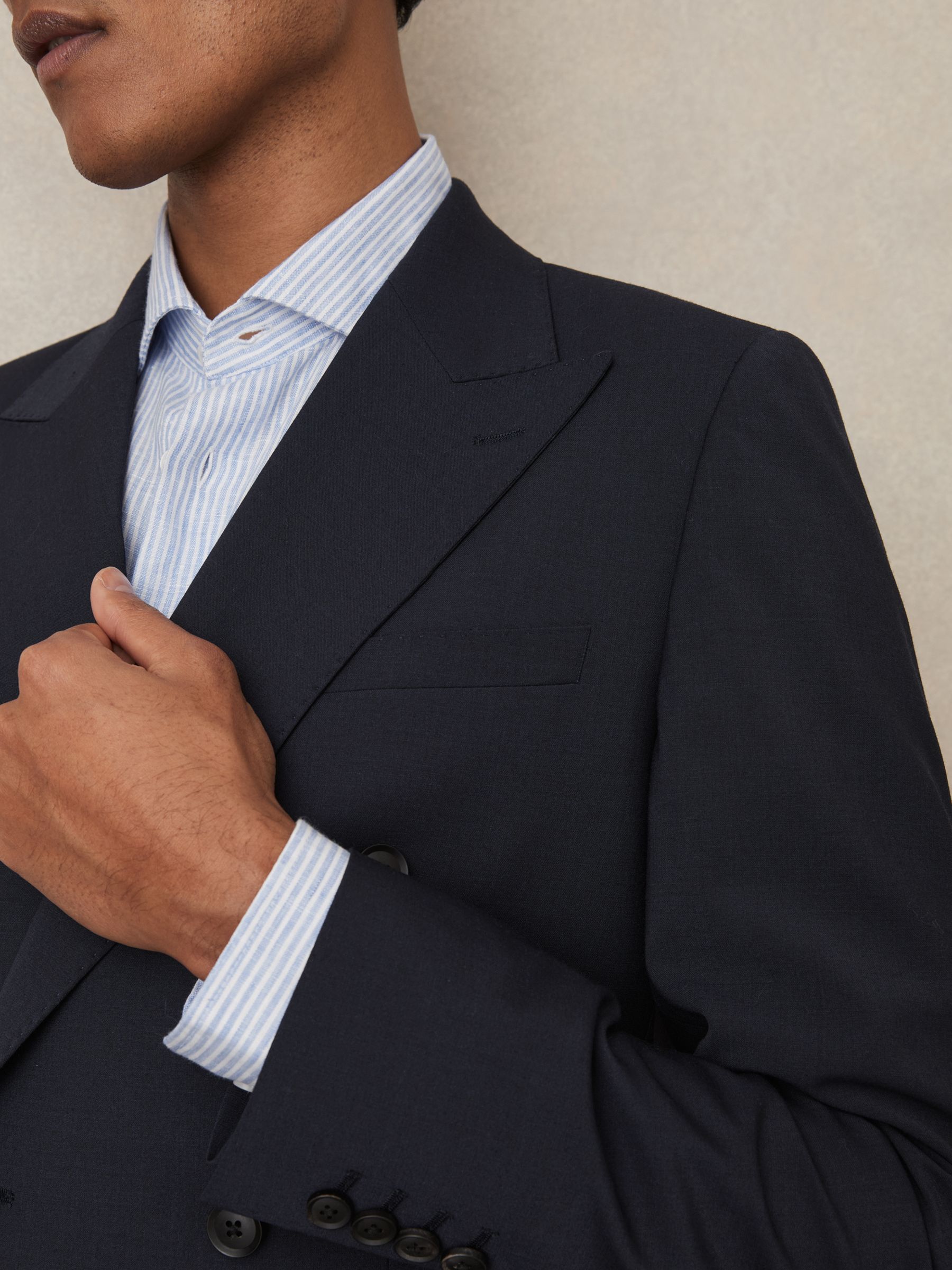 Slim-Fit Double-Breasted Wool-Blend Suit Blazer in Bright Blue