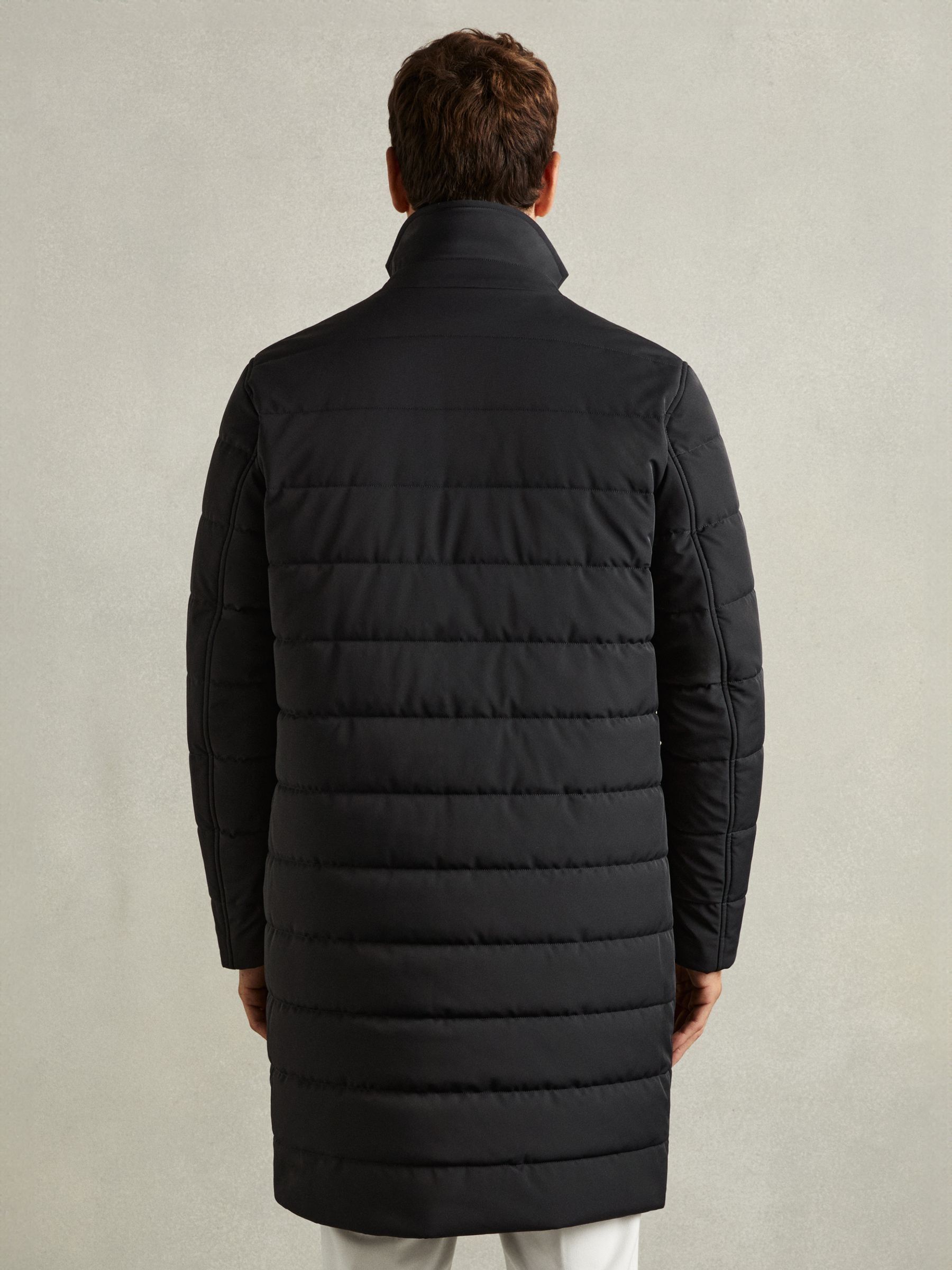 Longline Quilted-Shell Coat with Inner Gilet in Navy