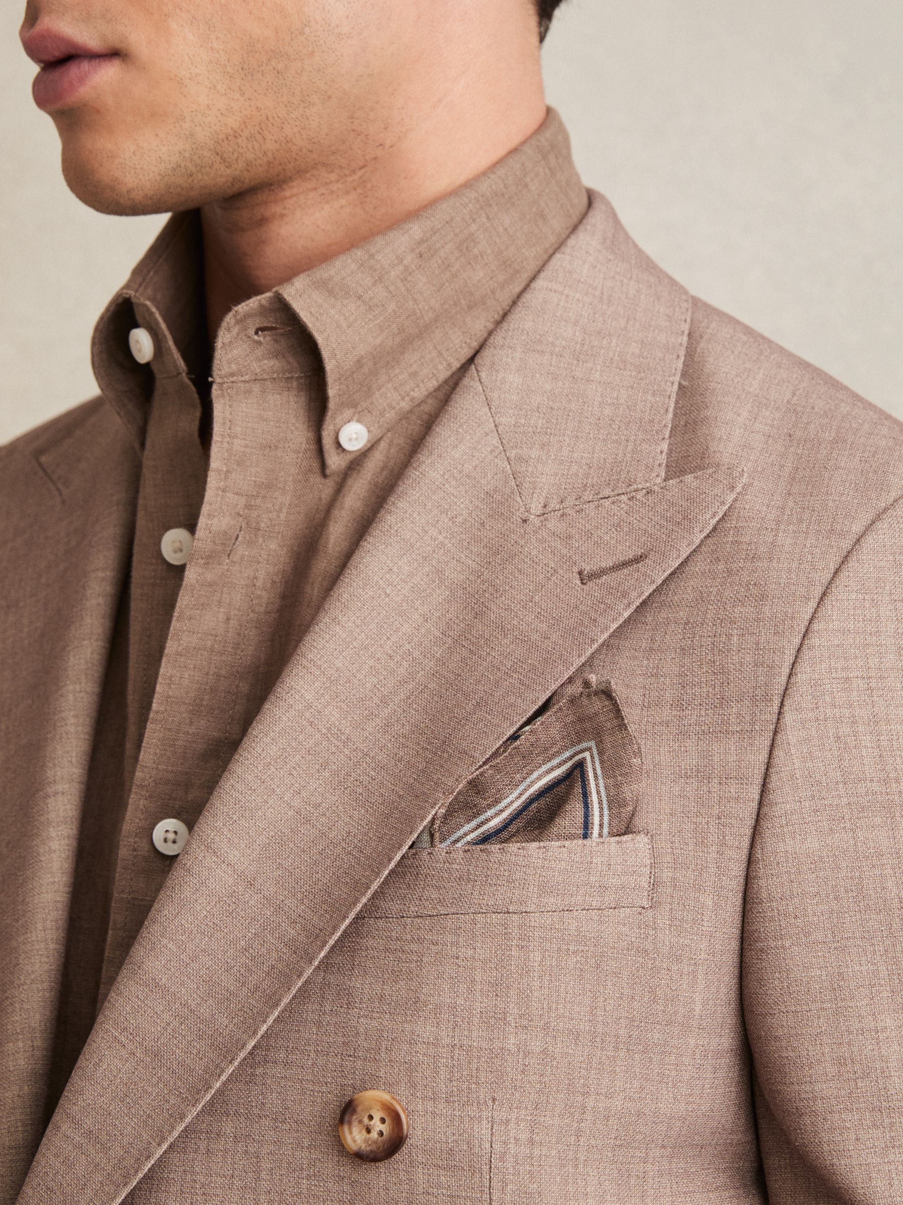 Linen Pocket Square in Soft Brown