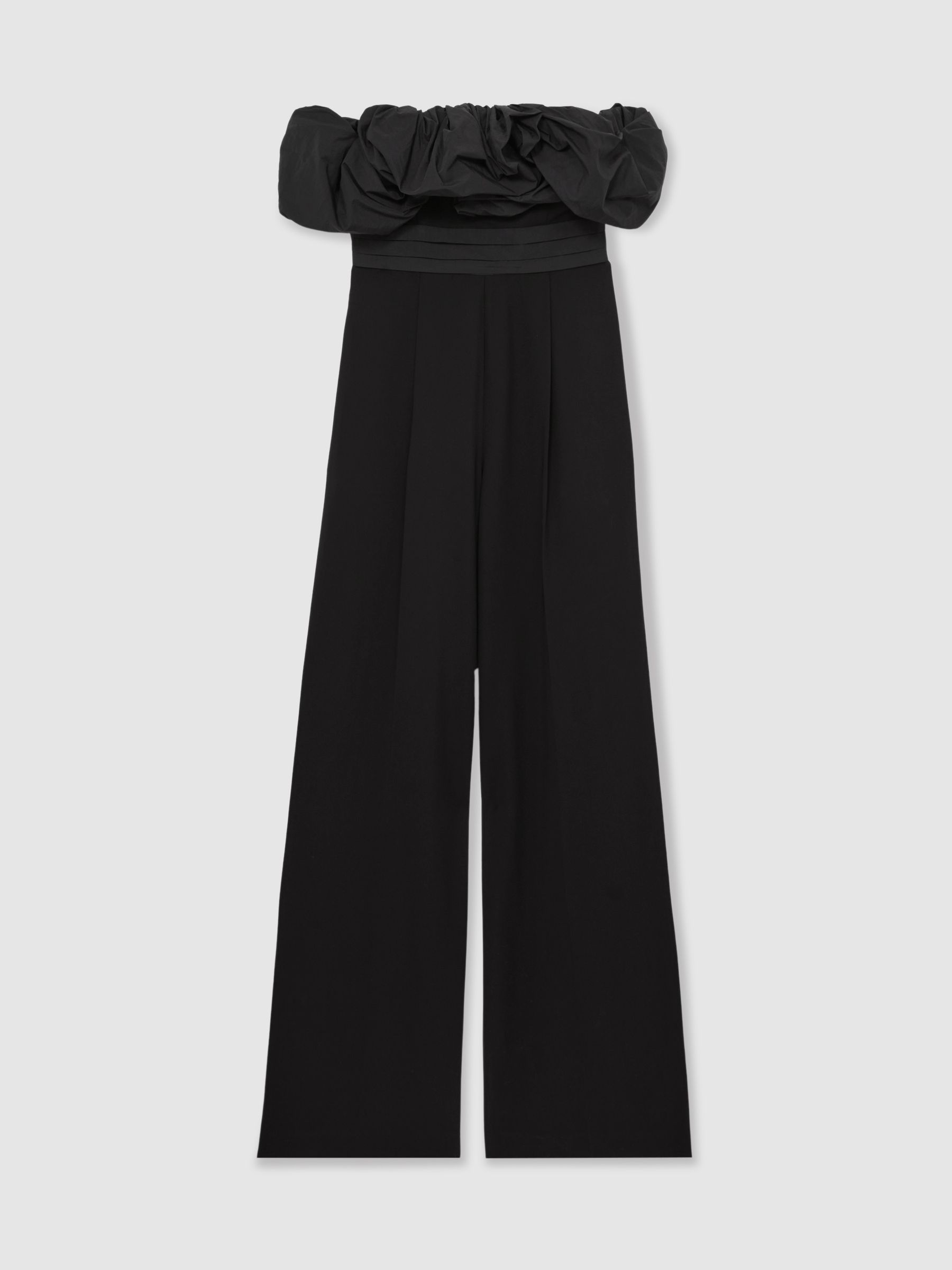 Sculptural Strapless Wide-Leg Jumpsuit in Black