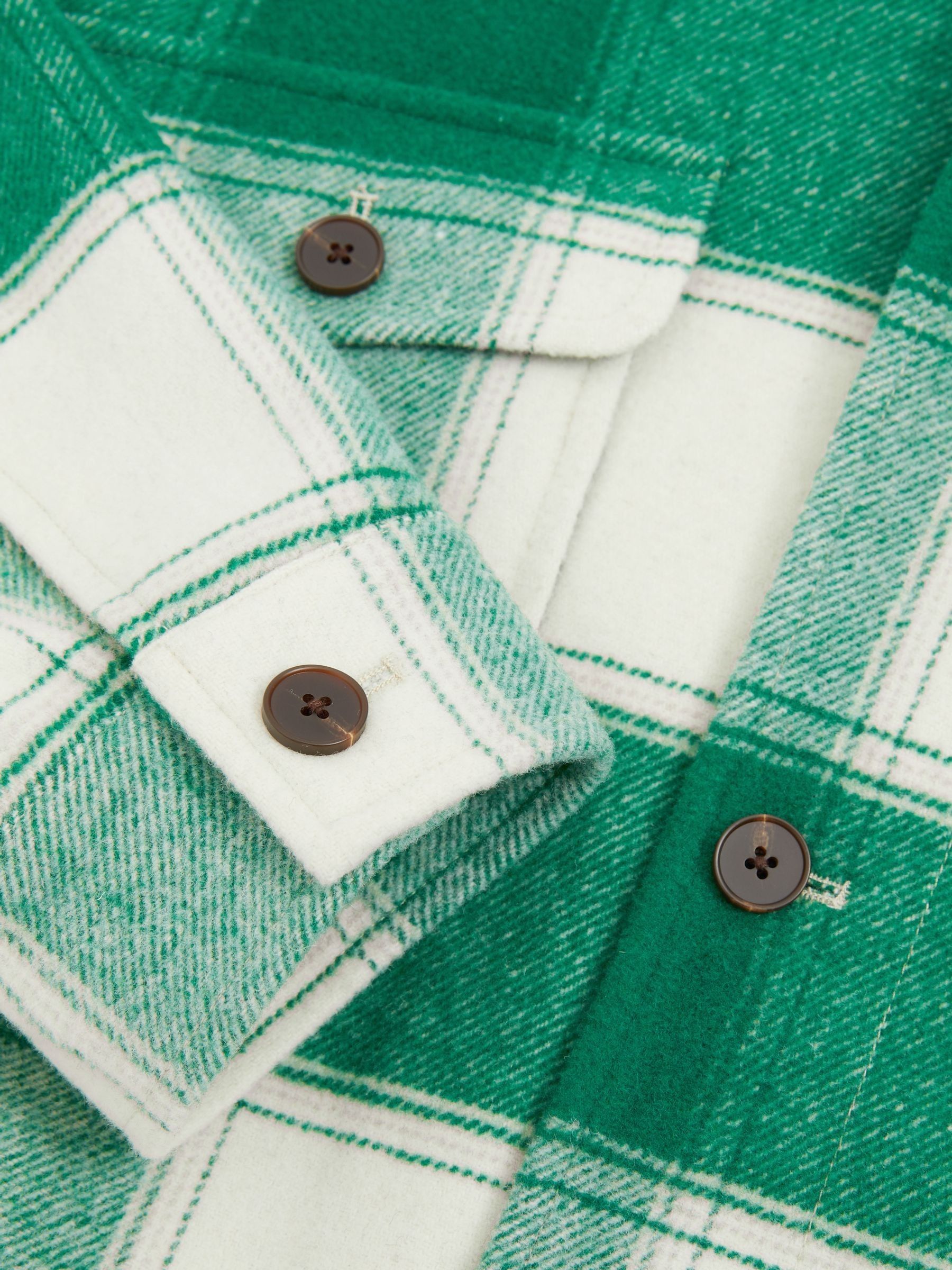 Wool Blend checked Overshirt in Green