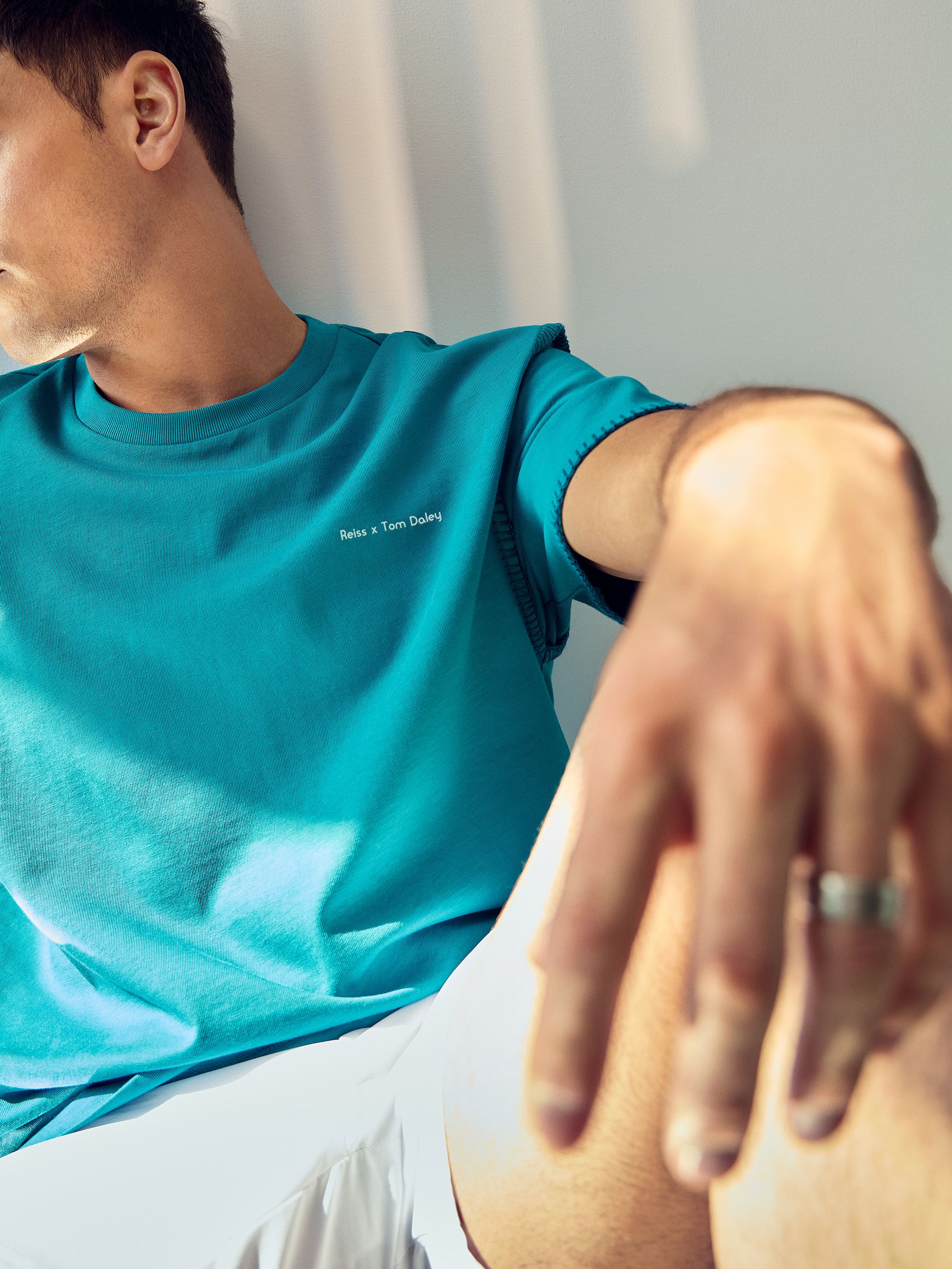 Reiss | Tom Daley Graphic-Print T-Shirt in Teal Green