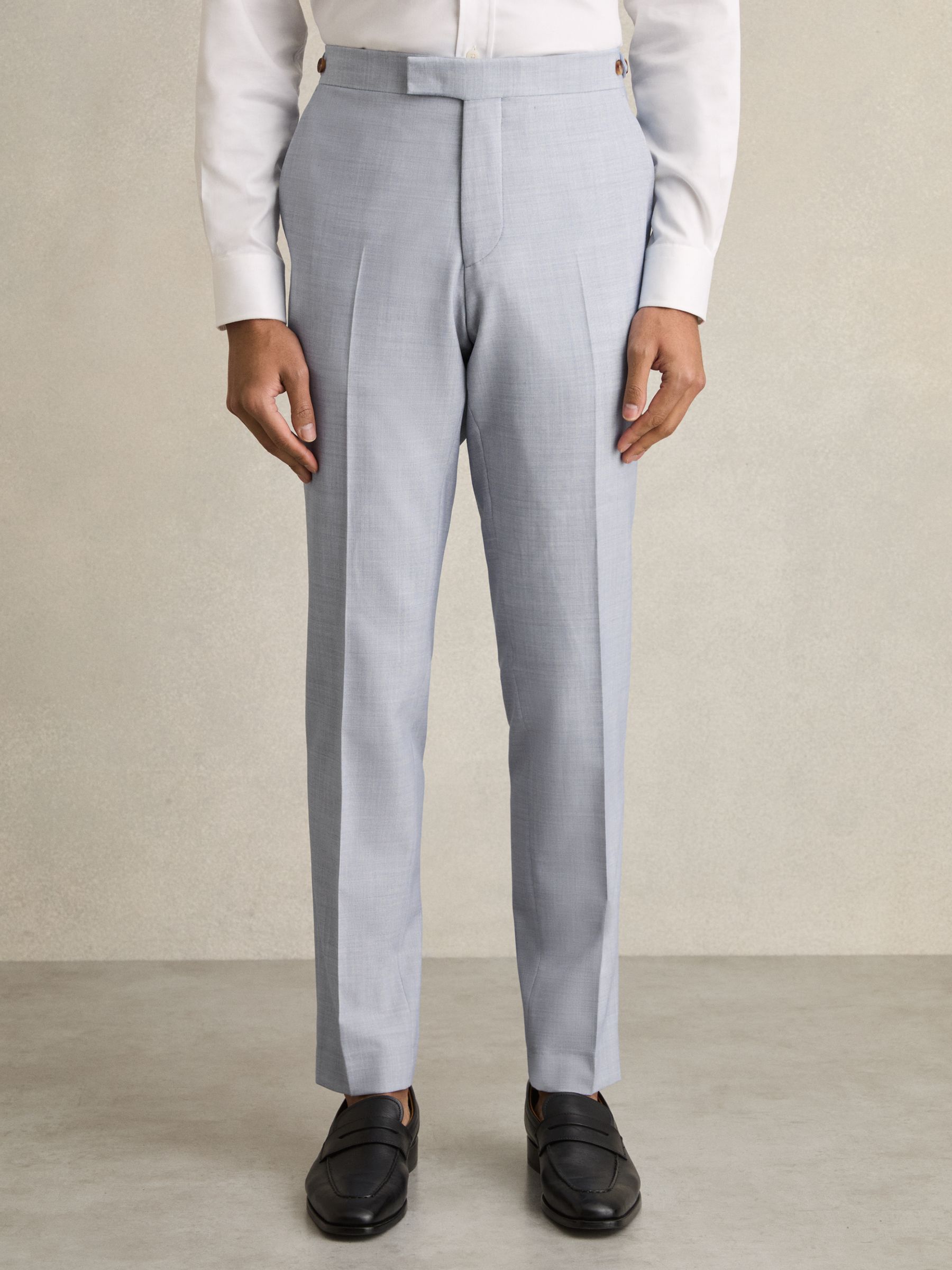 Slim-Fit Suit Trousers With Wool in Soft Blue