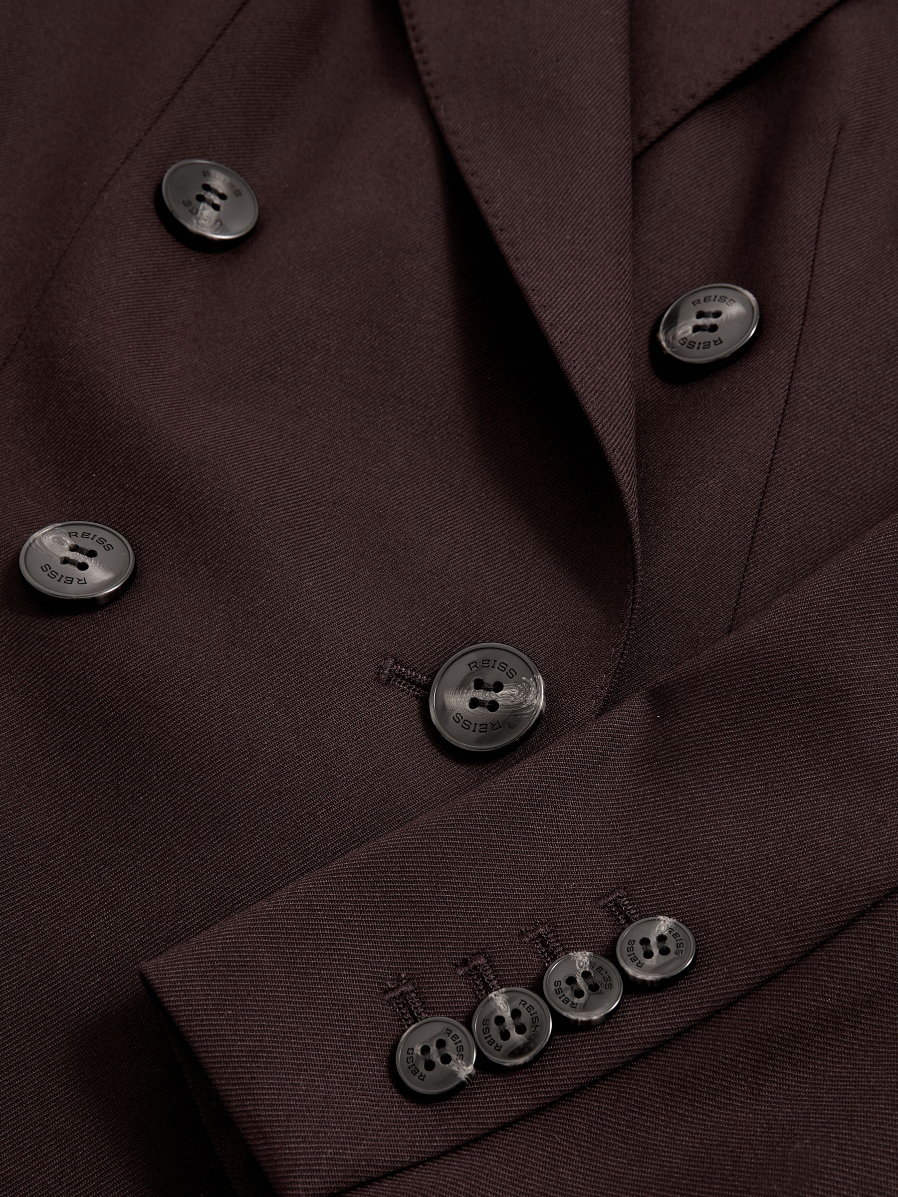Petite Wool-Blend Double-Breasted Suit Blazer in Aubergine