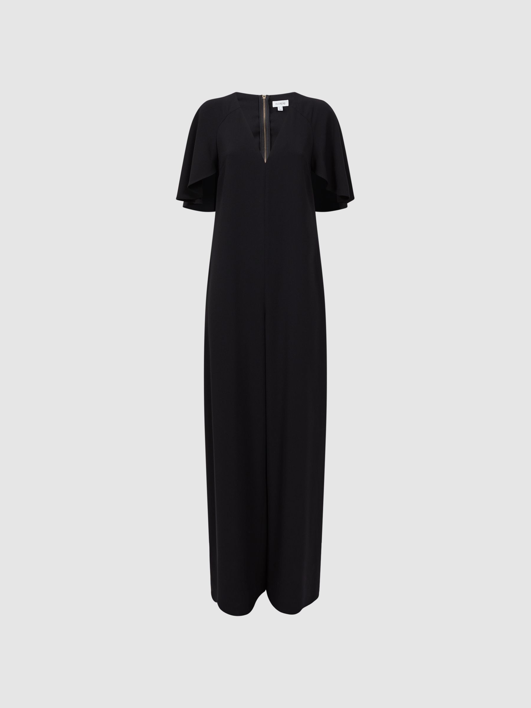 Florere Relaxed Fit Cape Sleeve Jumpsuit in Black