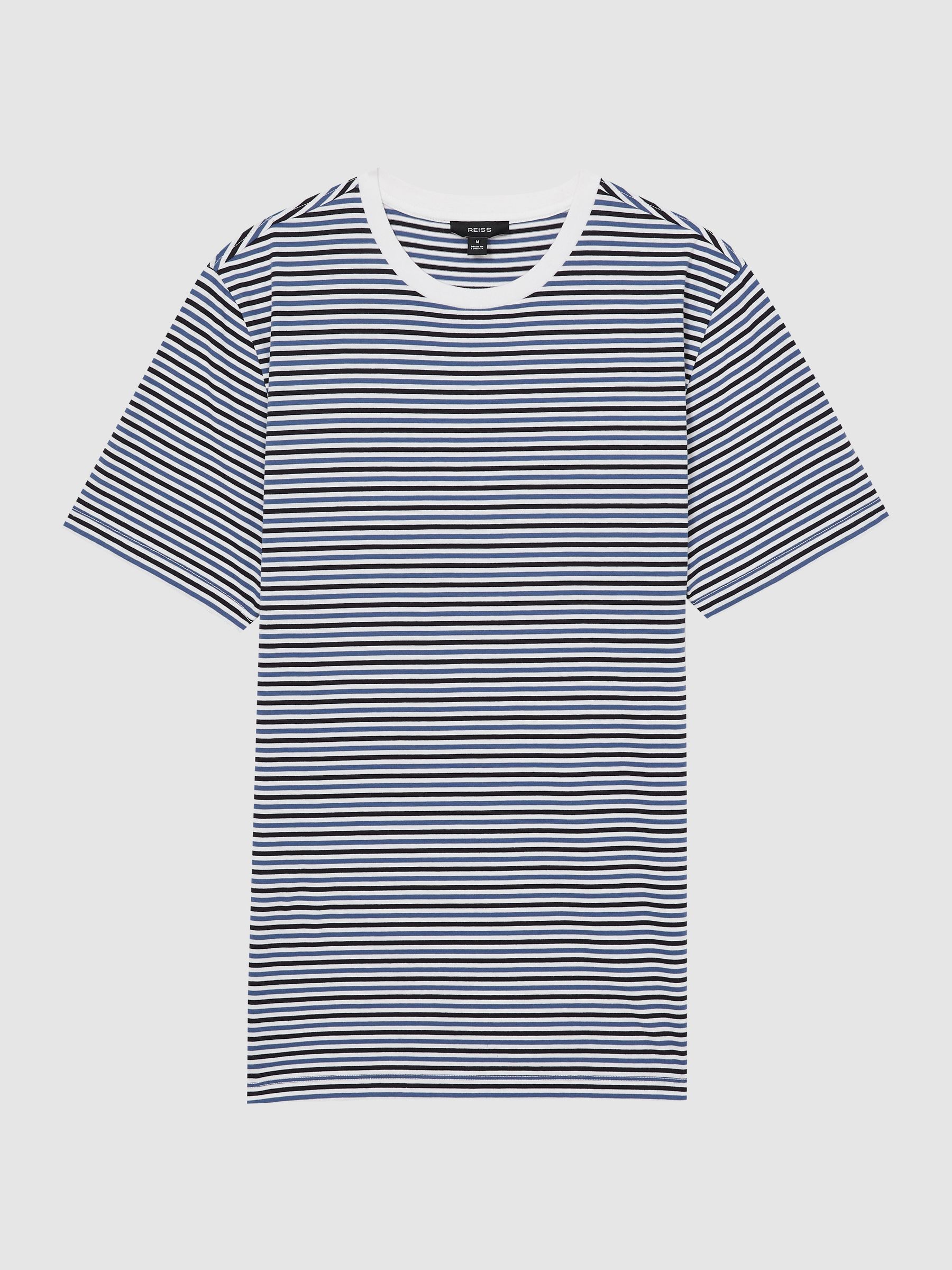 Mercerised-Cotton Stripe T-Shirt in Blue/White