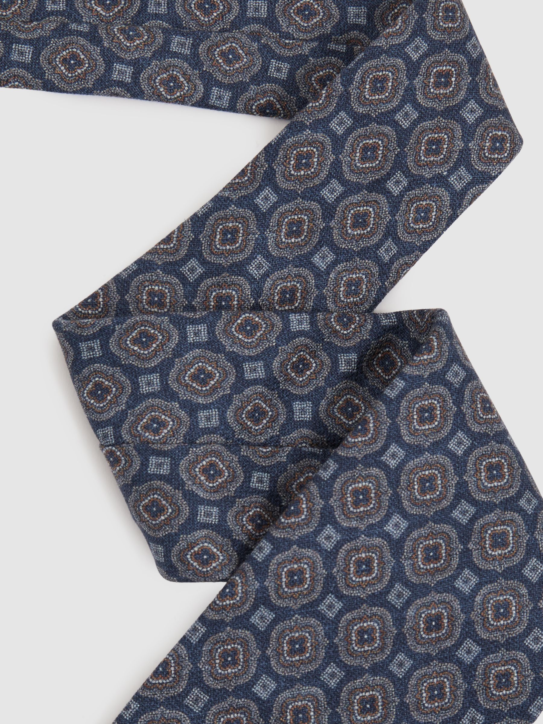 Silk Floral Medallion Tie in Indigo