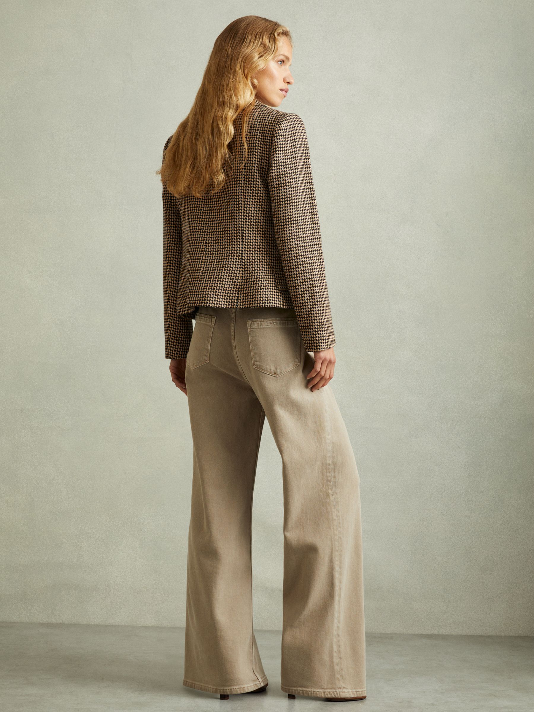 Lena Black/Camel Dogtooth Check Collared Jacket