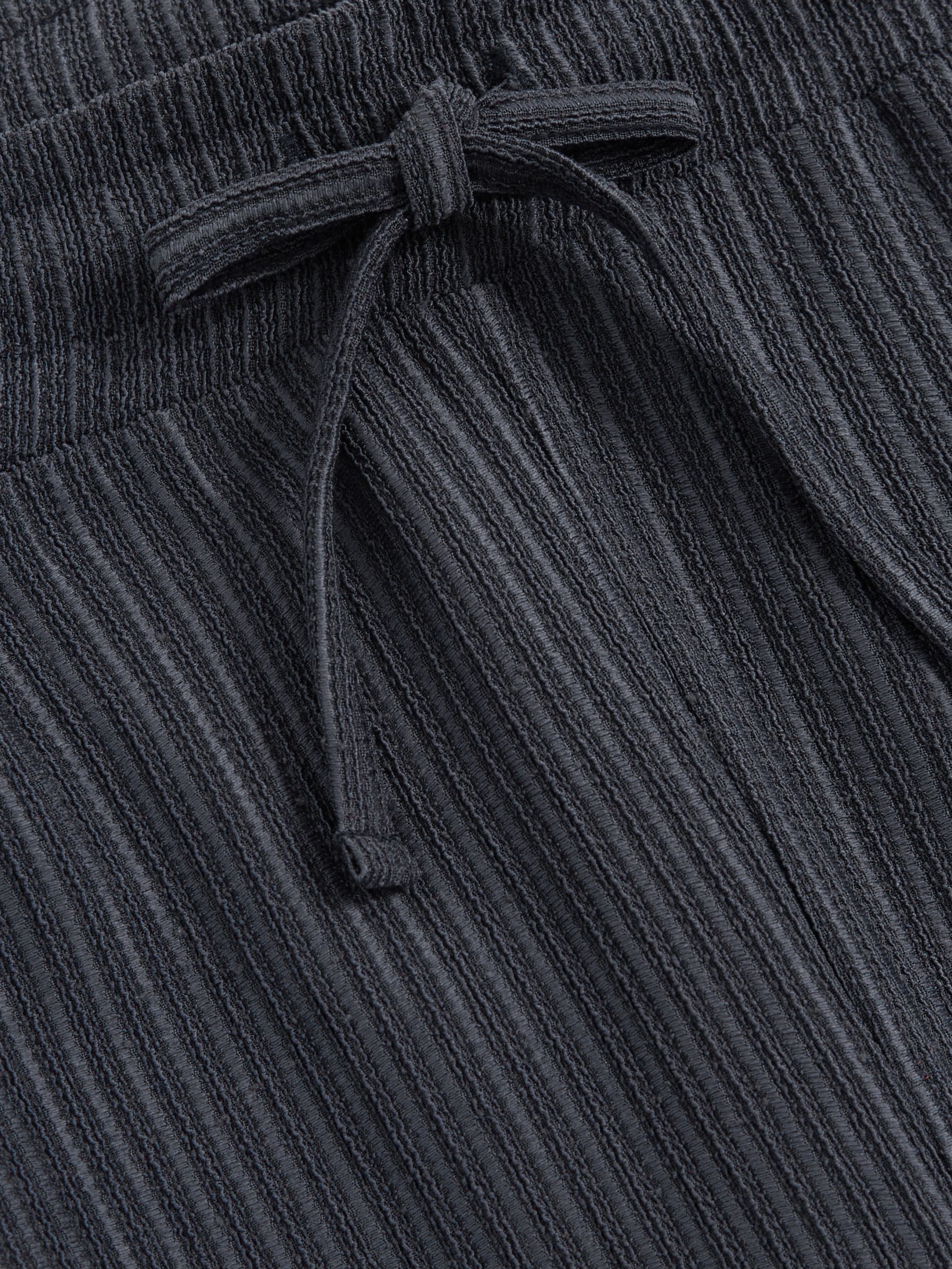 Textured Stripe Drawstring Trousers in Petrol Blue