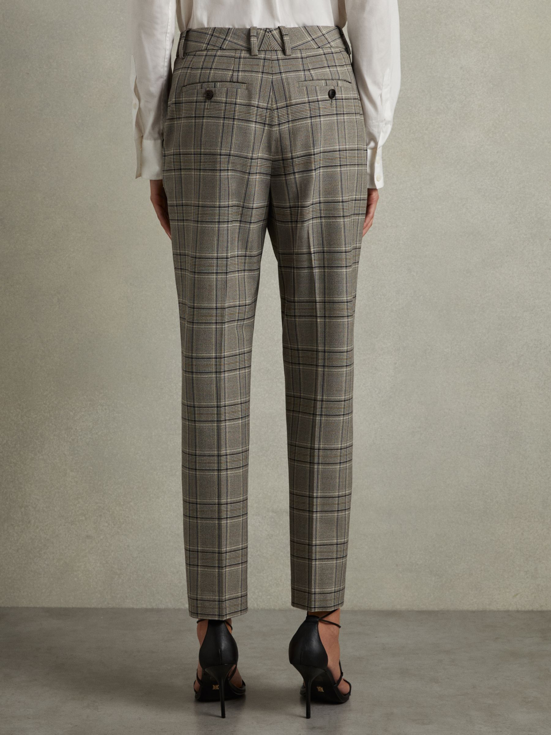 Checked Slim Fit Suit Trousers in Grey Check
