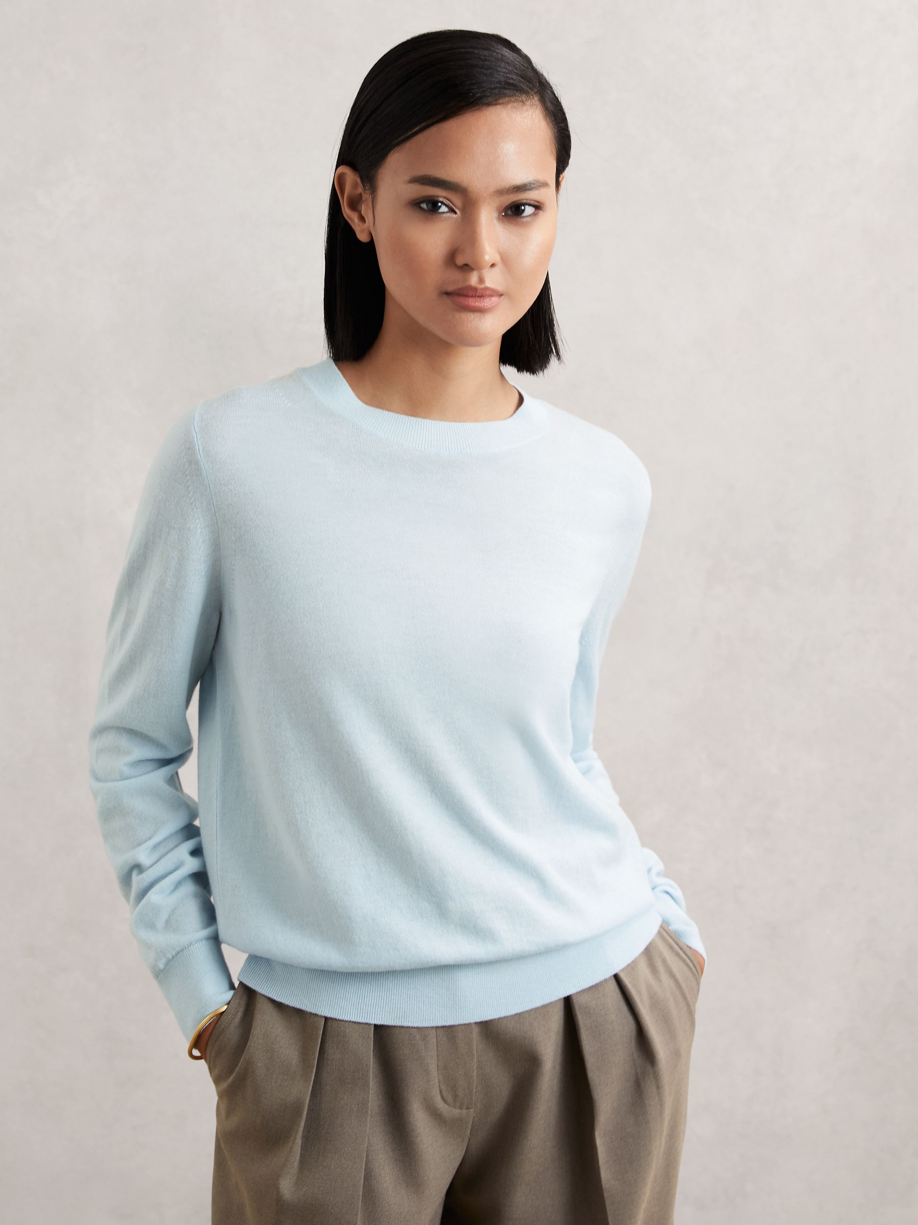 Merino Wool Crew-Neck Jumper in Blue