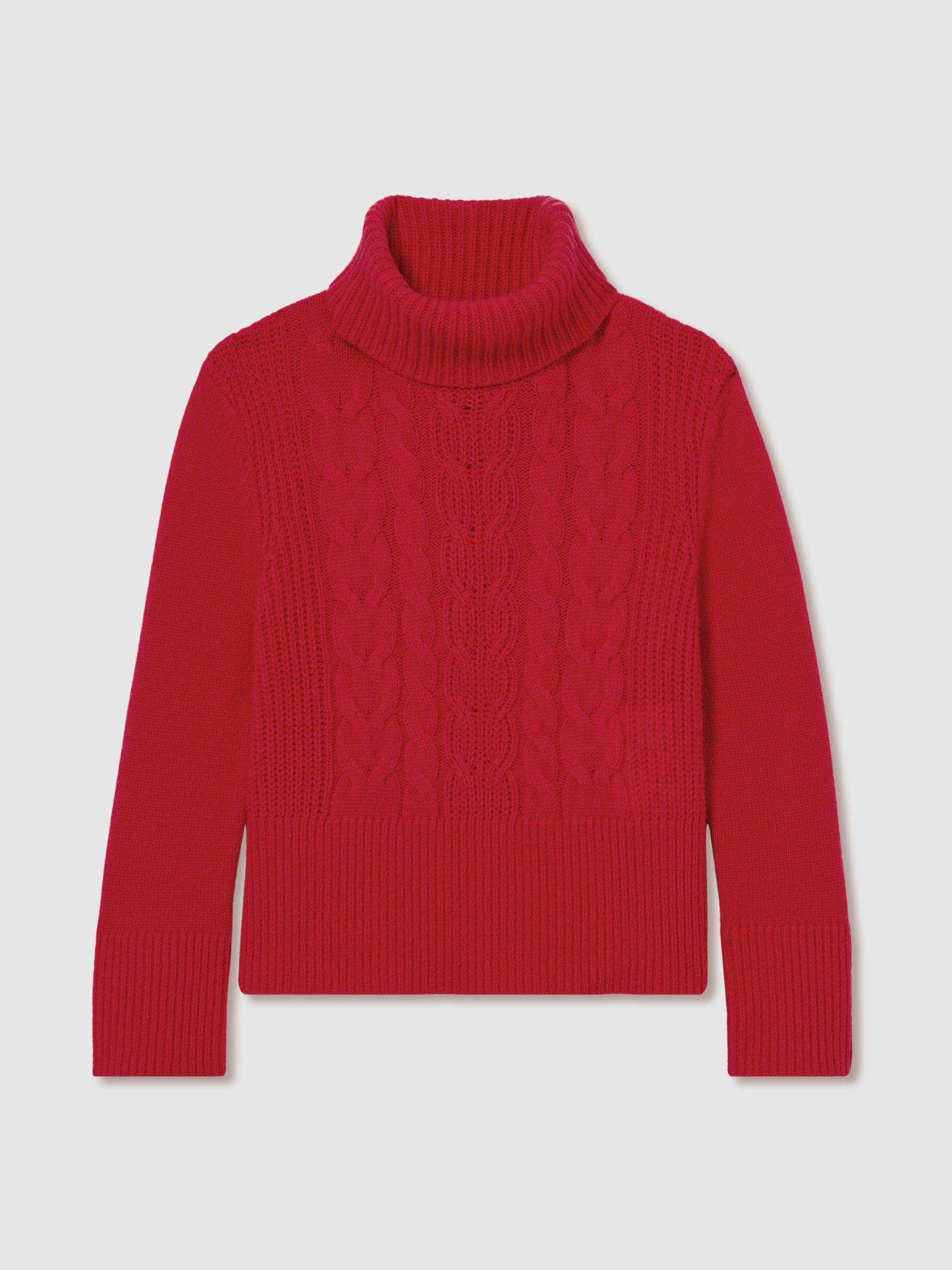4-9 yrs Wool-Blend Cable-Knit Roll-Neck Jumper in Red
