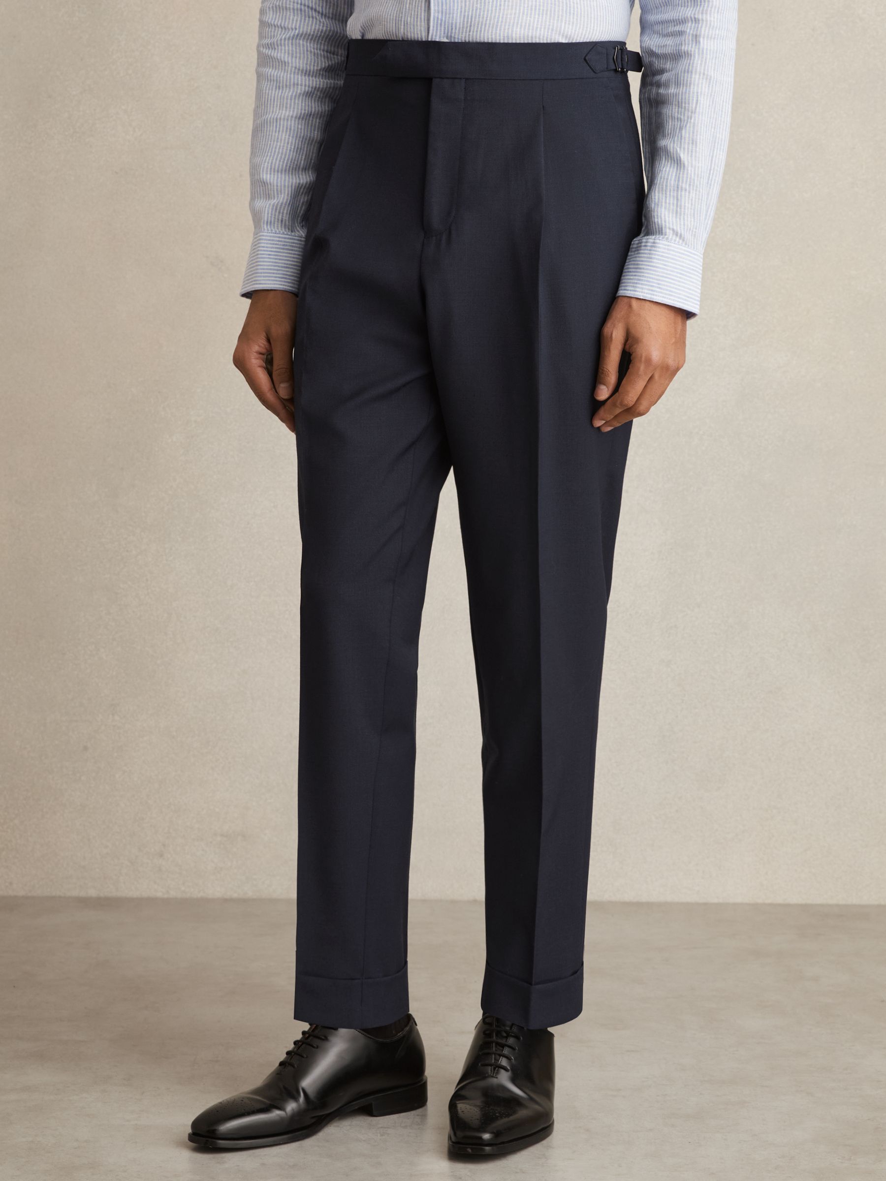 Slim Fit Wool Blend Suit Trousers in Bright Blue