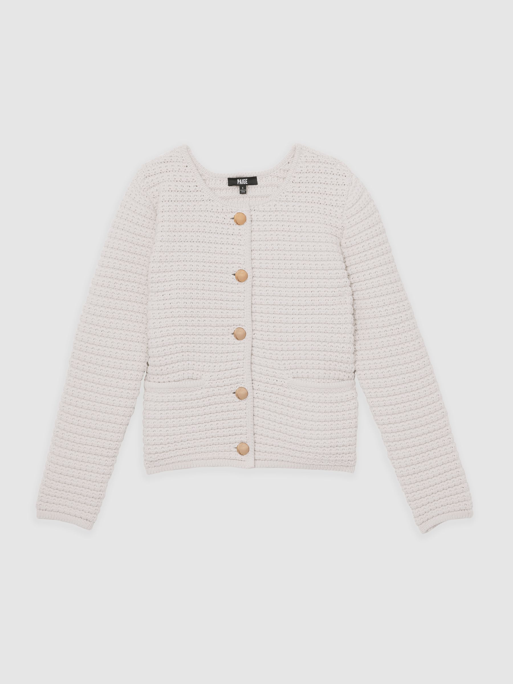 Paige Textured-Knit Cardigan in Ivory
