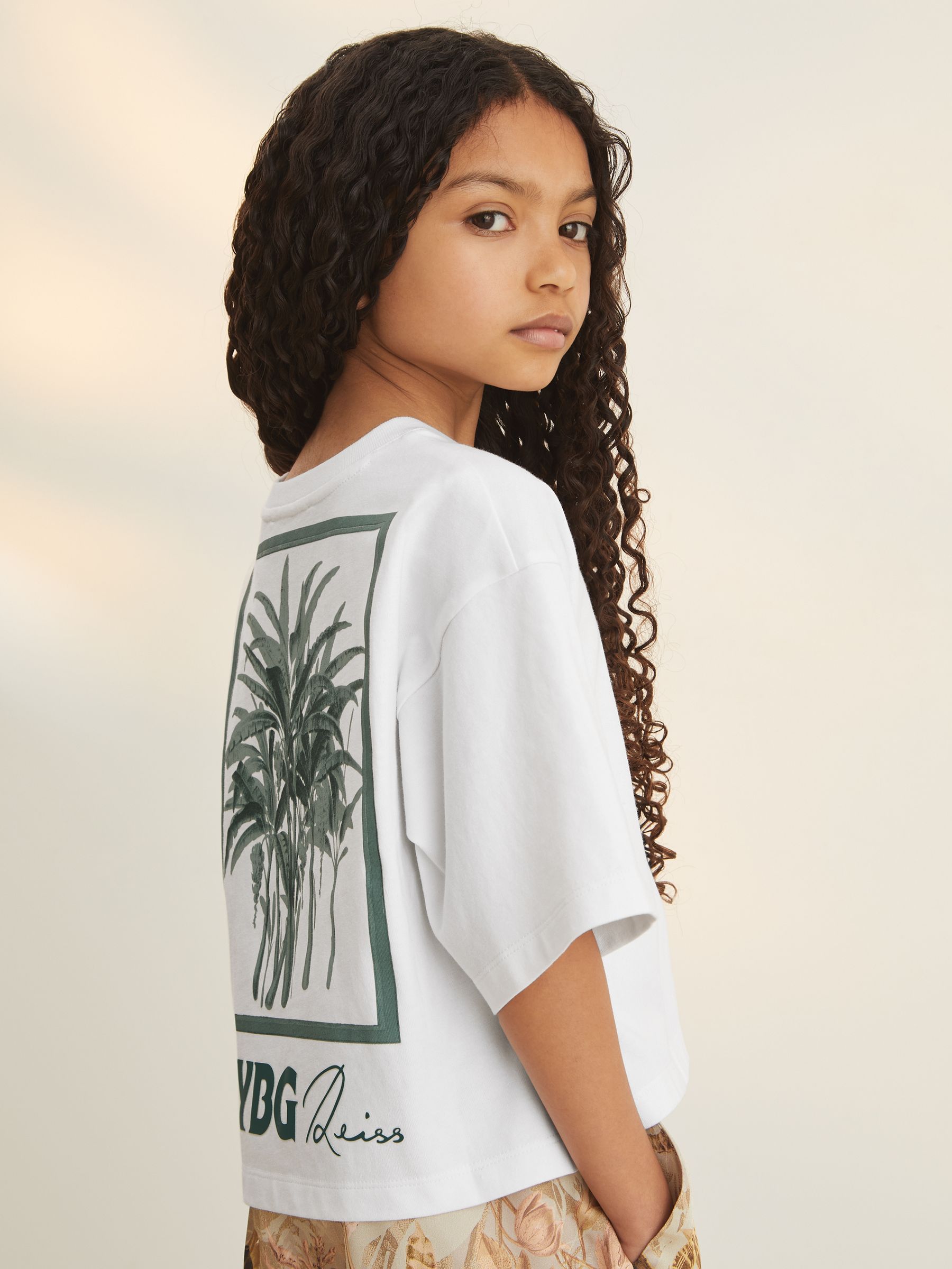 4-9 yrs Reiss | NYBG Floral Oversize T-Shirt in Khaki