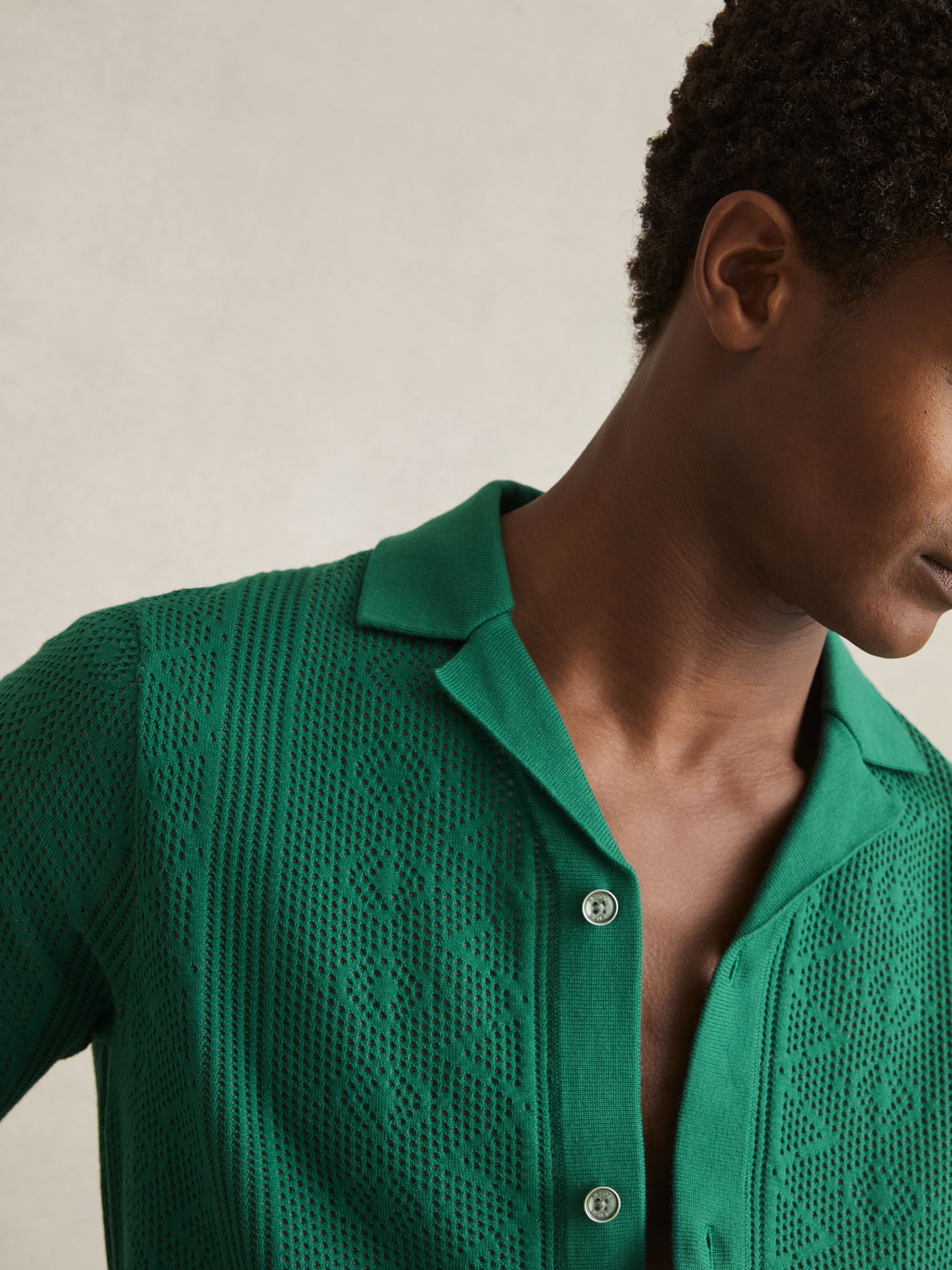 Textured-Knit Short-Sleeve Shirt in Bright Green