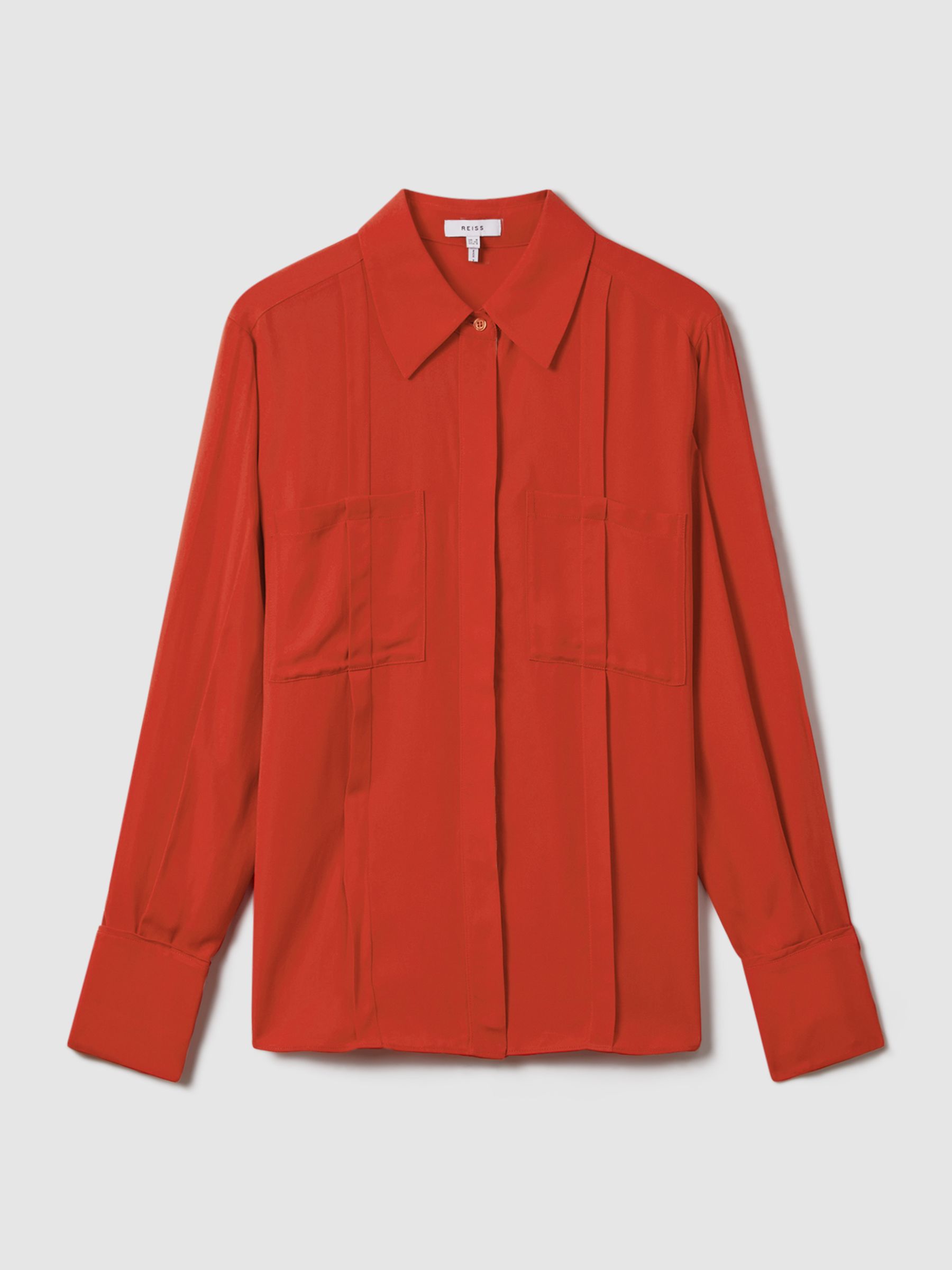 Contrast Trim Button-Through Shirt in Red