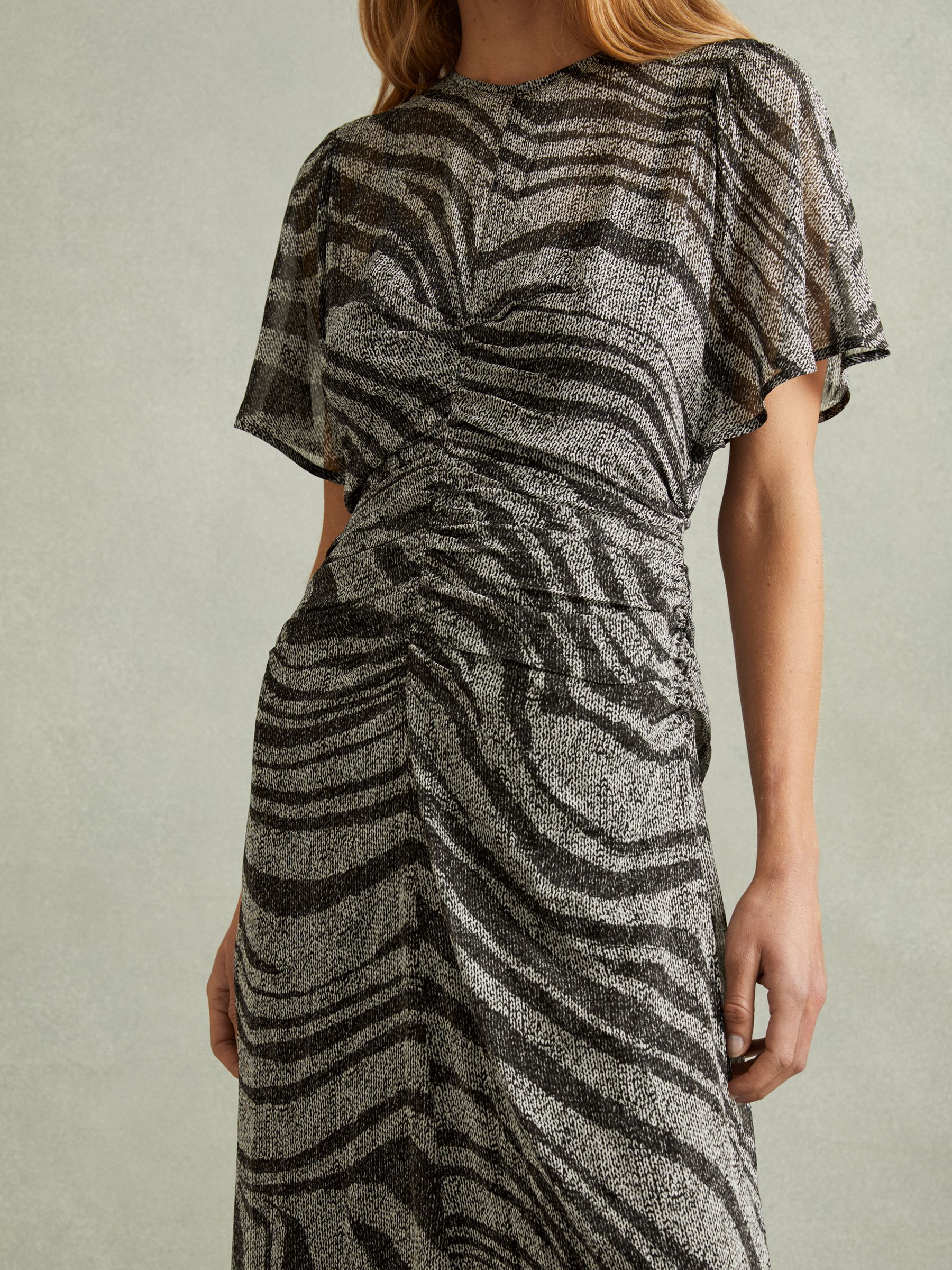 Animal Printed Midi Dress in Black/Grey