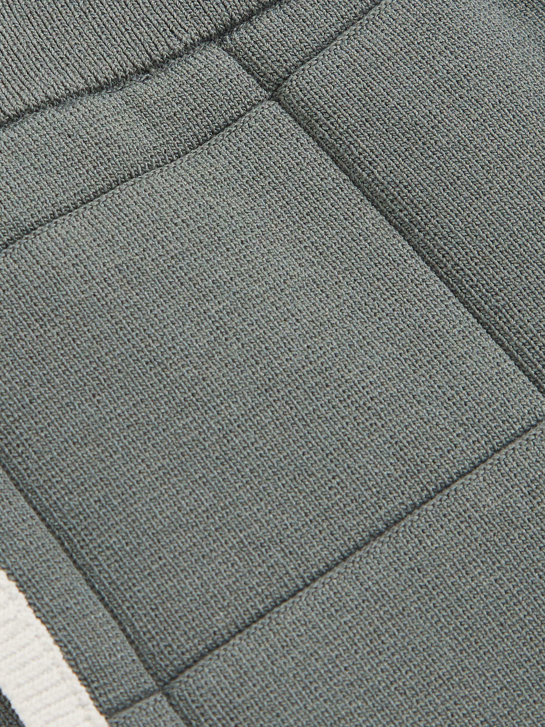 Tipped Knit Stitch-Detail Shorts in Dark Sage Green