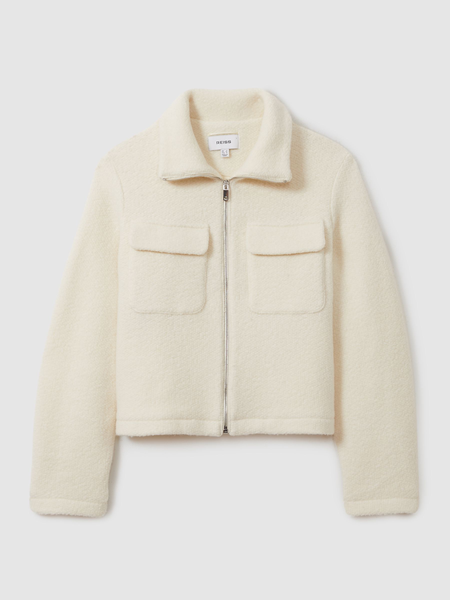 Reiss | Les 100 Ciels Textured Wool Jacket in Cream