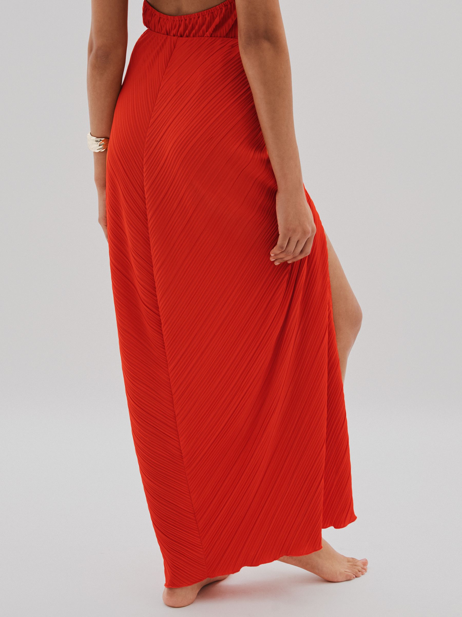 Good American Plisse Beach Cover-Up Sarong in Red