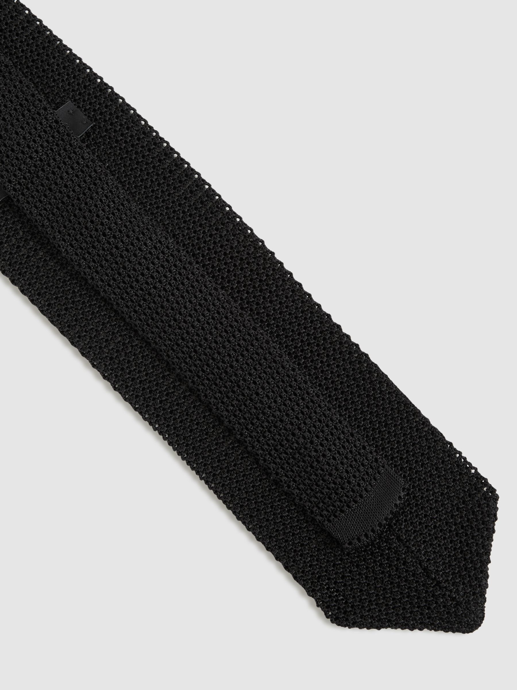 Silk Knitted Tie in Black