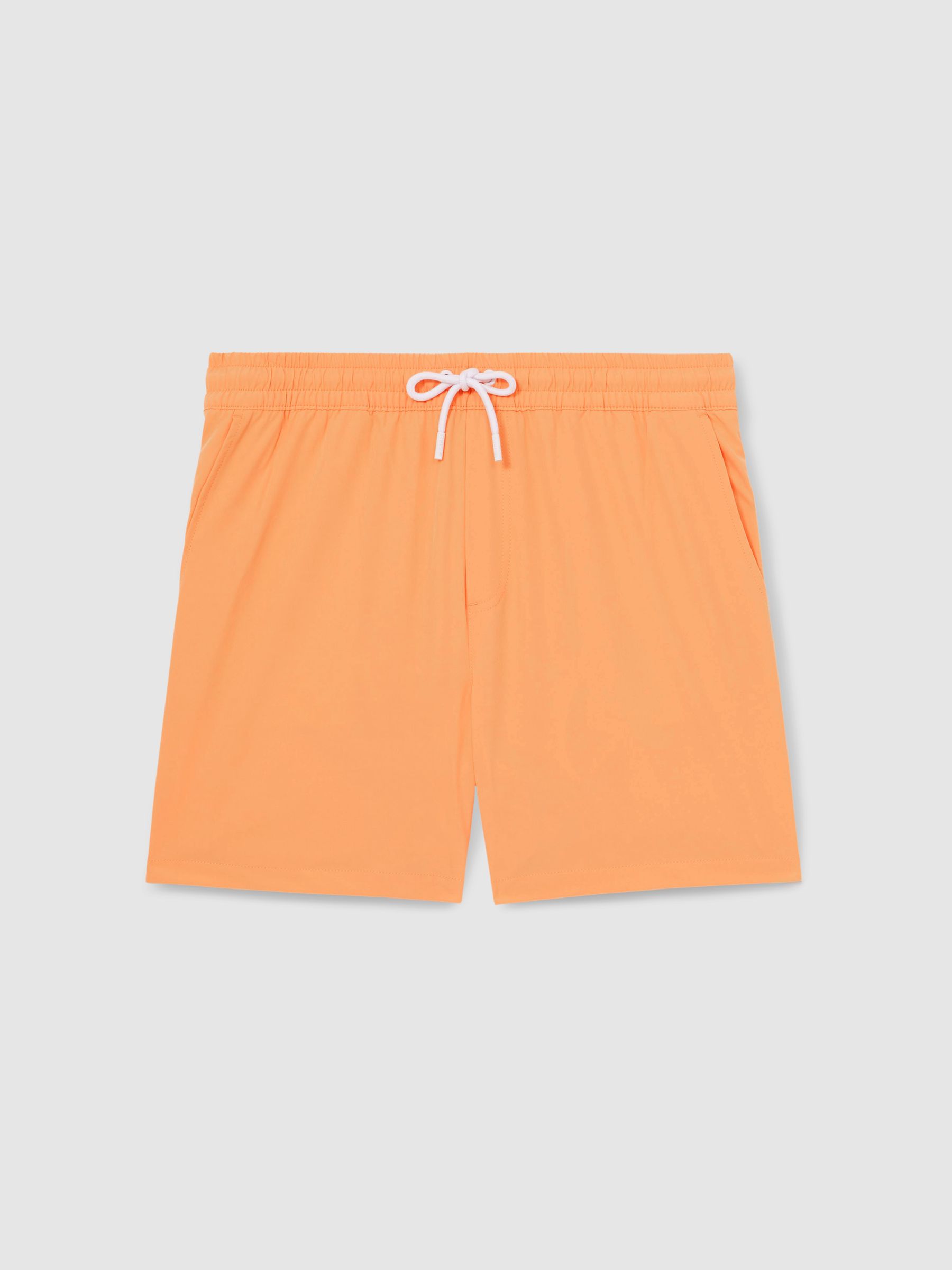 Drawstring Swim Shorts in Coral Orange