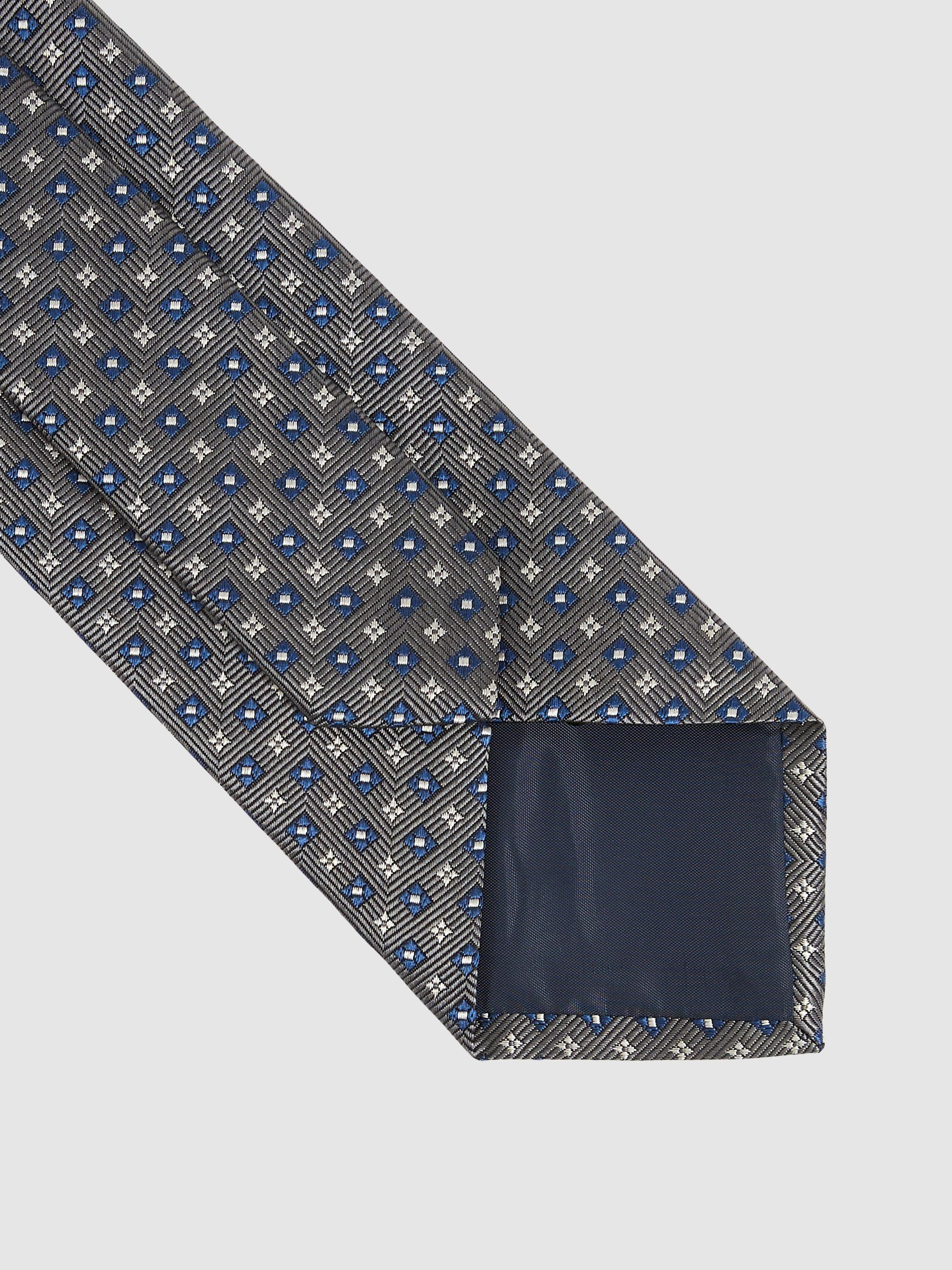 Foulard Silk Blend Floral Print Tie in Charcoal