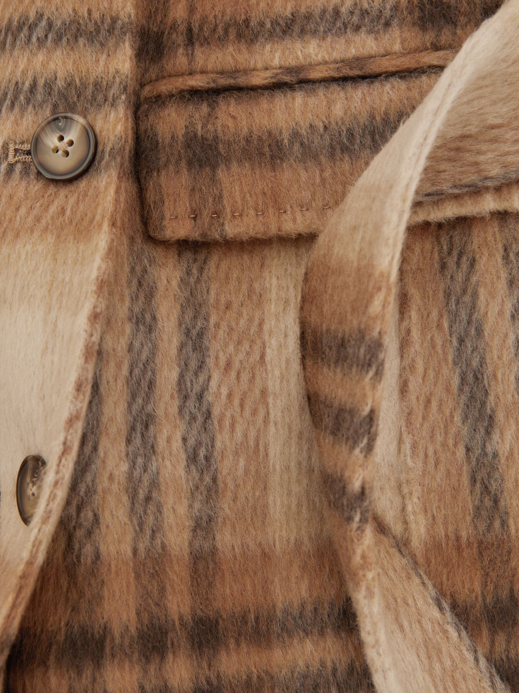 9-13 yrs Checked Wool Blend Blindseam Coat in Brown