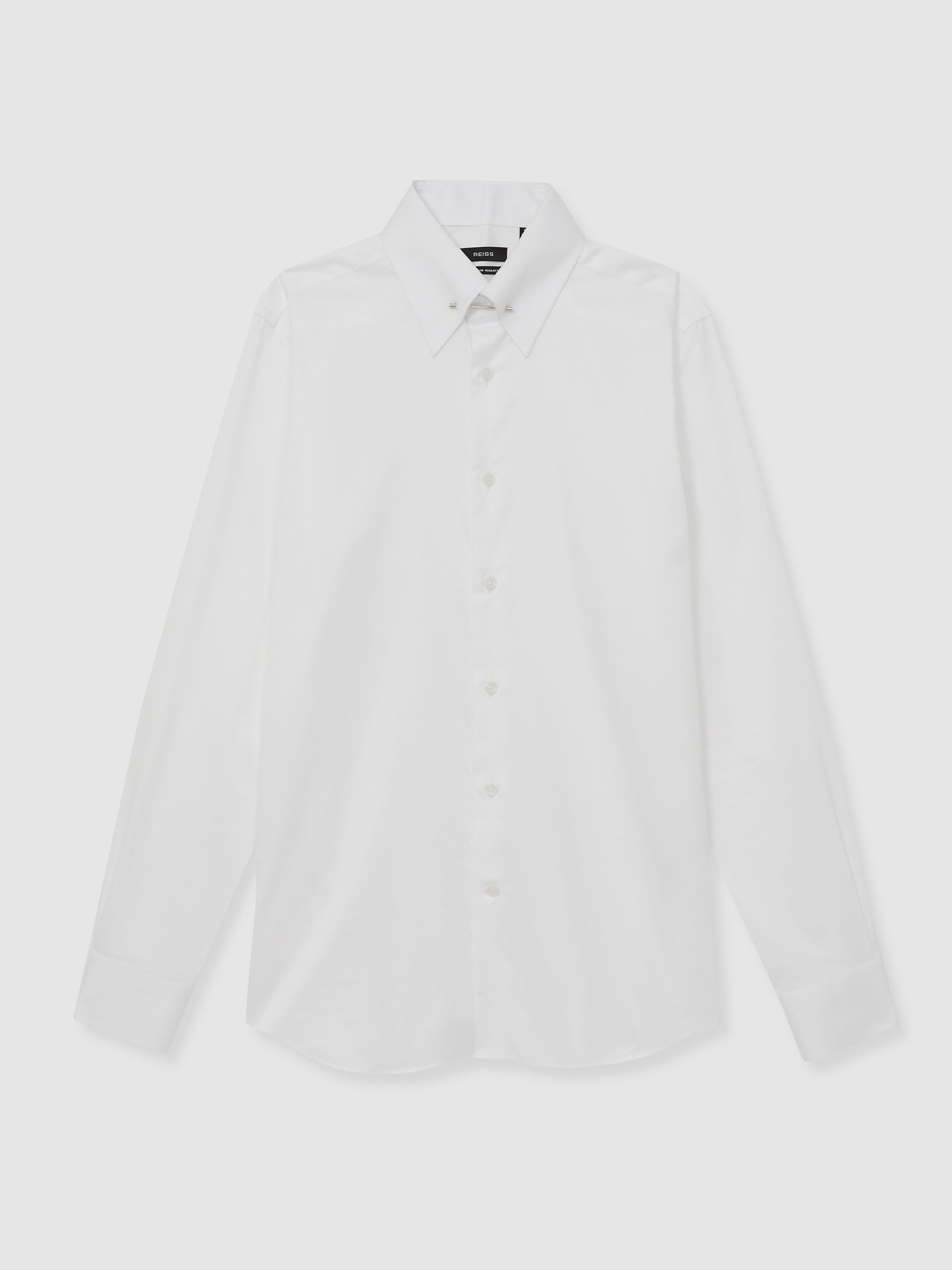 Regular-Fit Cotton Pin-Collar Shirt in White