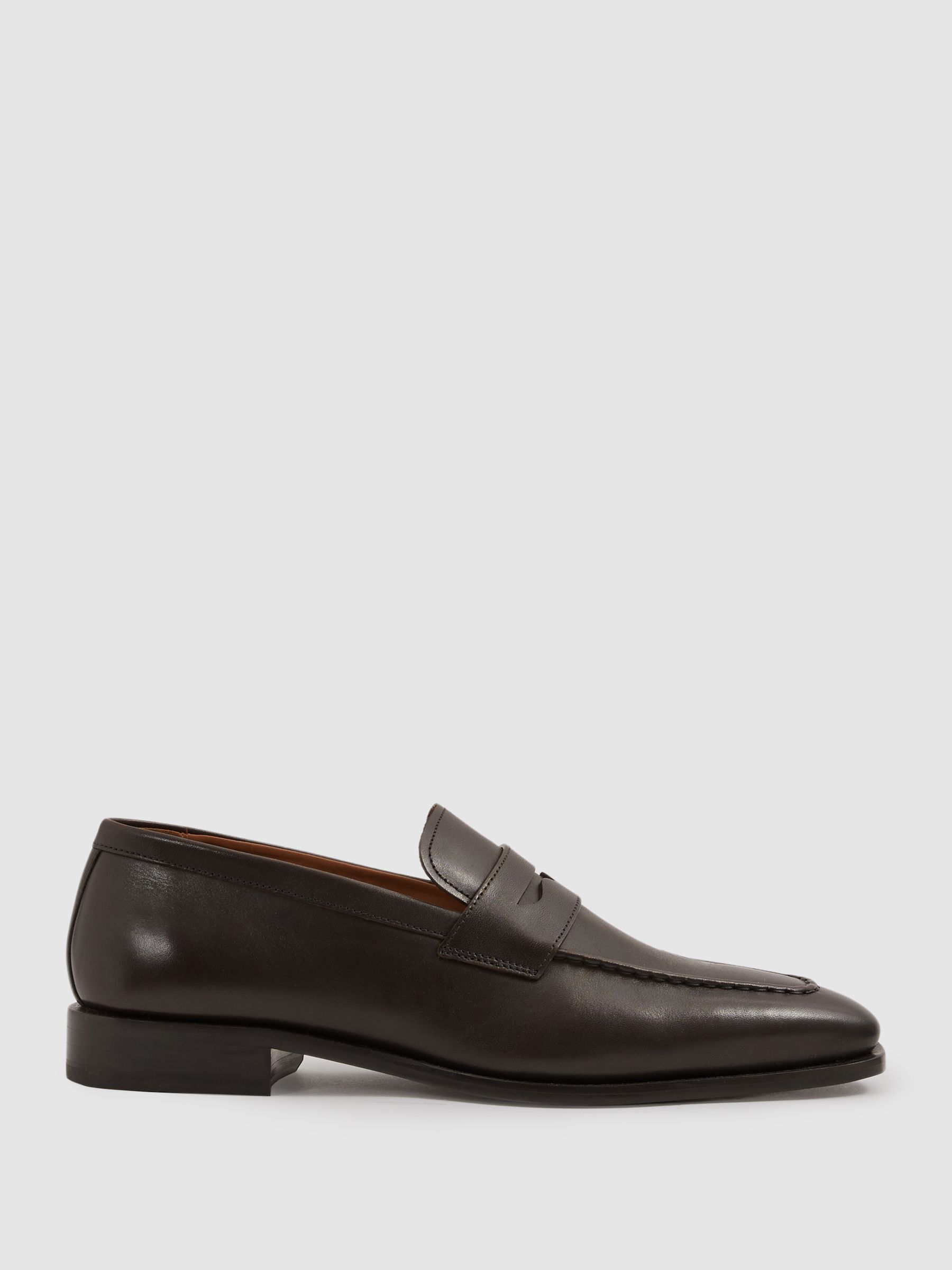 Leather Saddle Loafers in Dark Brown