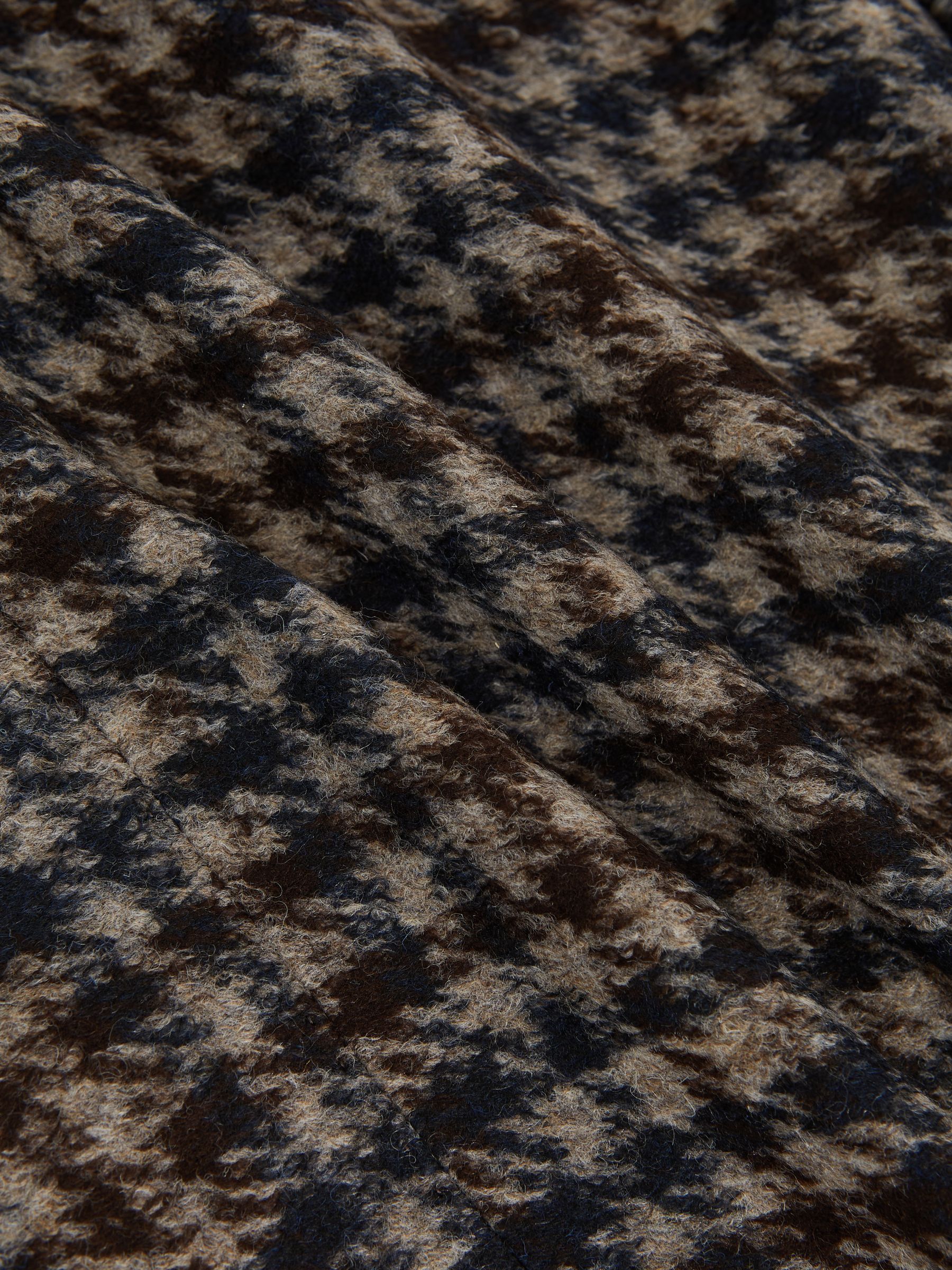 Wool-Blend Dogtooth Check Blazer in Brown