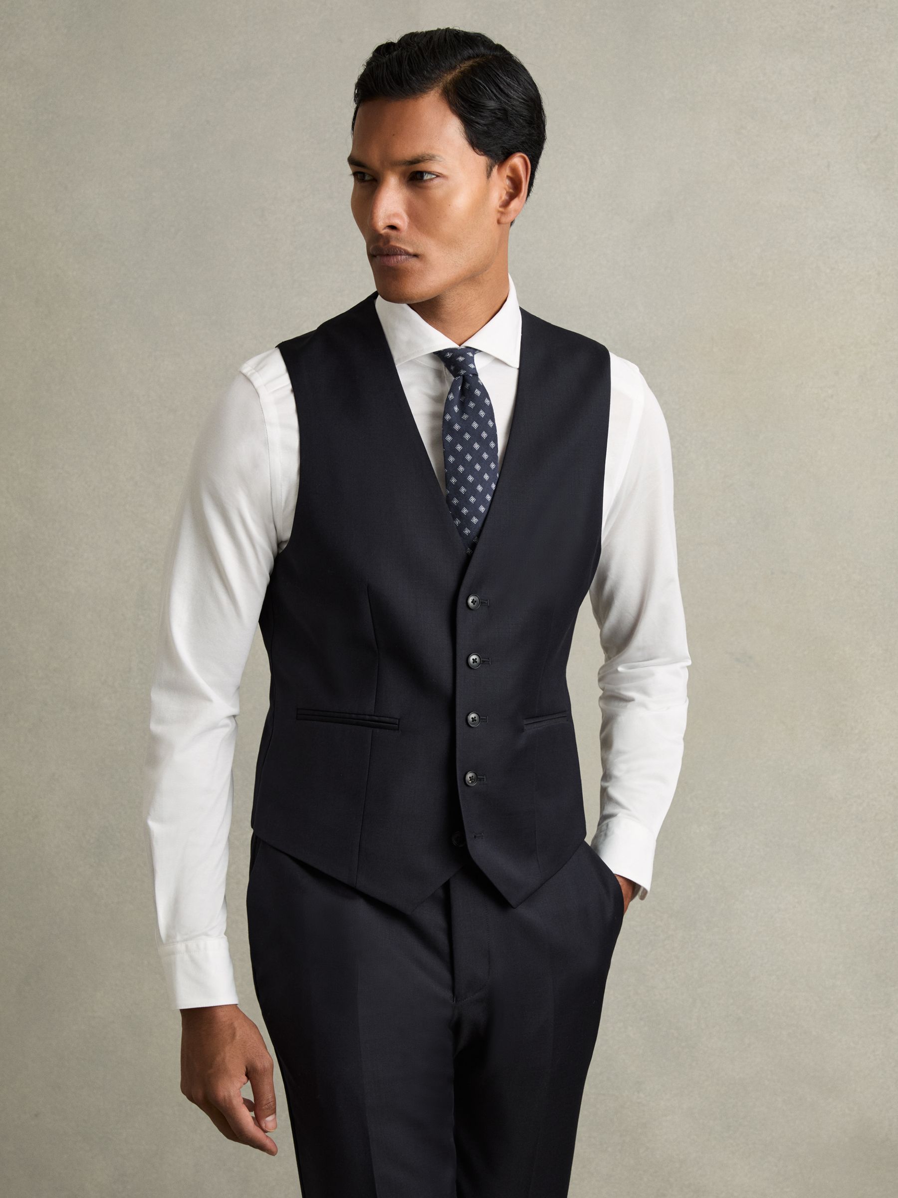 Slim-Fit Wool Suit Waistcoat in Navy