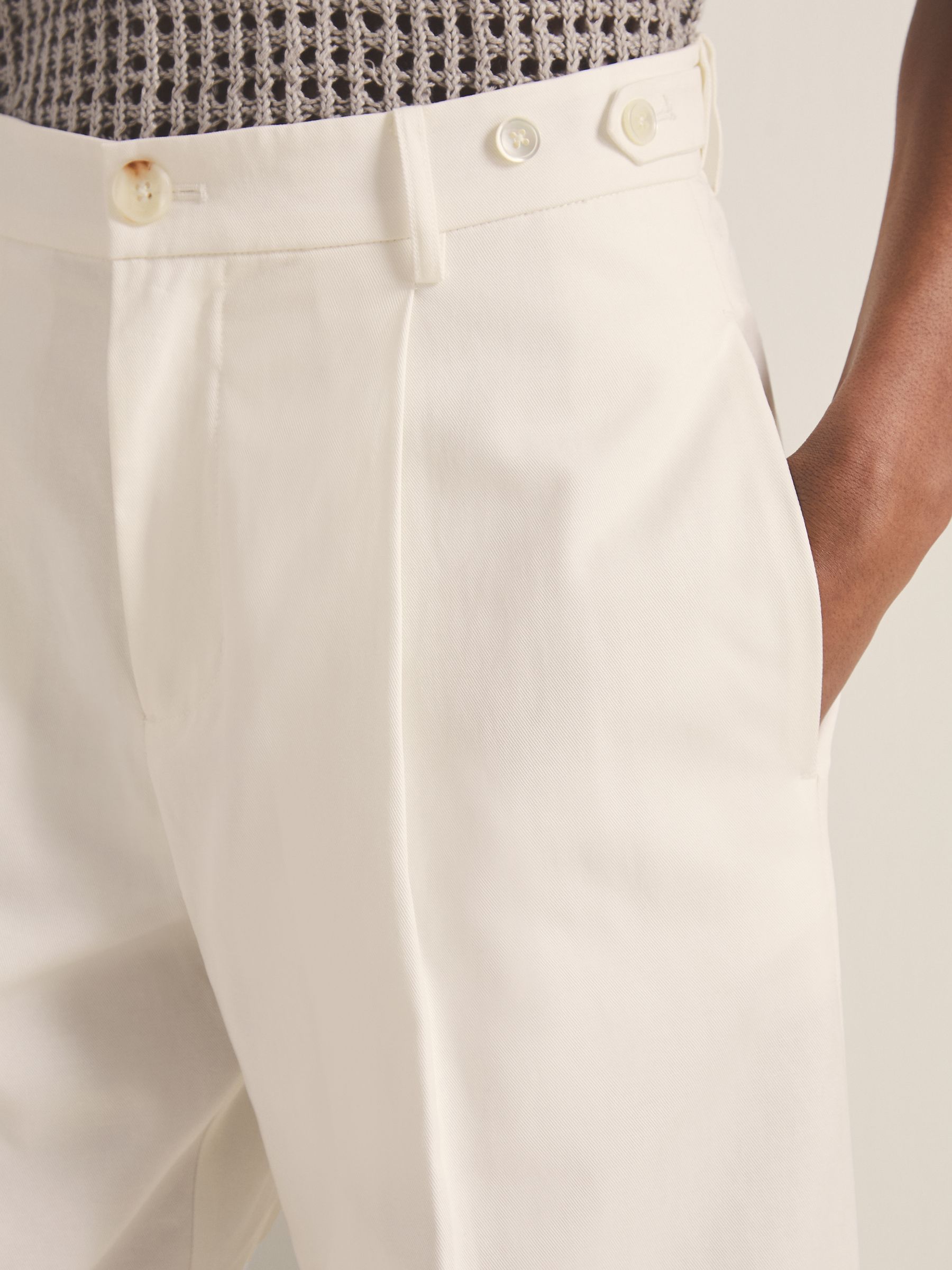 Reiss | Les 100 Ciels Wide Leg Trousers in White