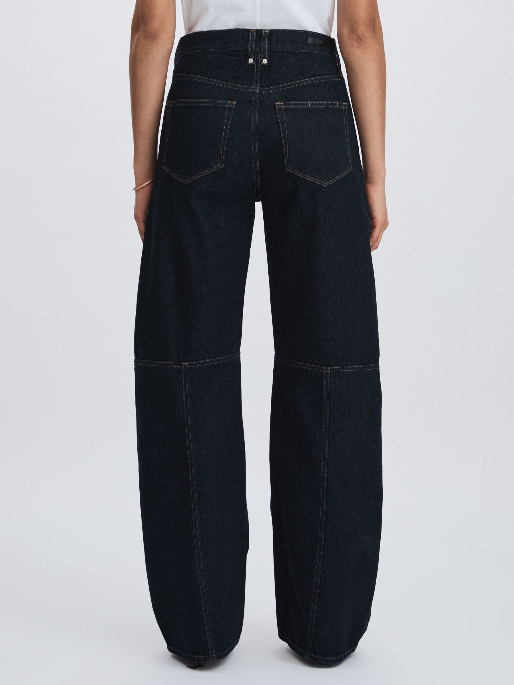 Paige Barrel-Leg Workwear Jeans in Black/Navy