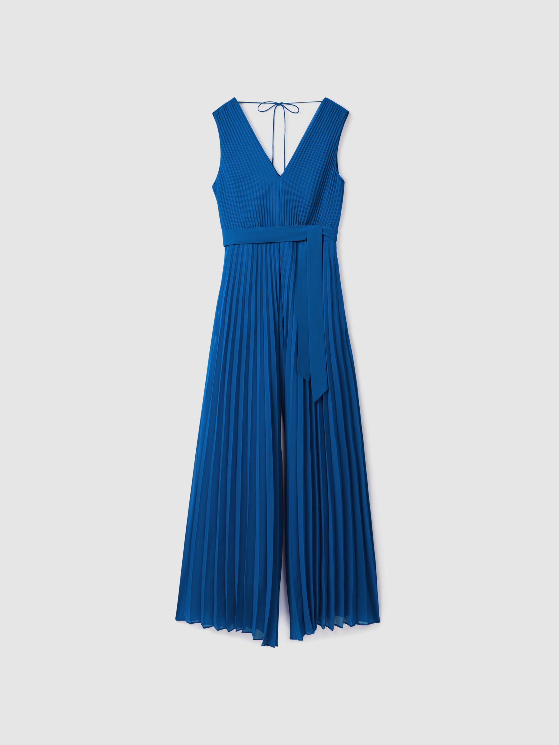 Pleated Belted Jumpsuit in Cobalt Blue