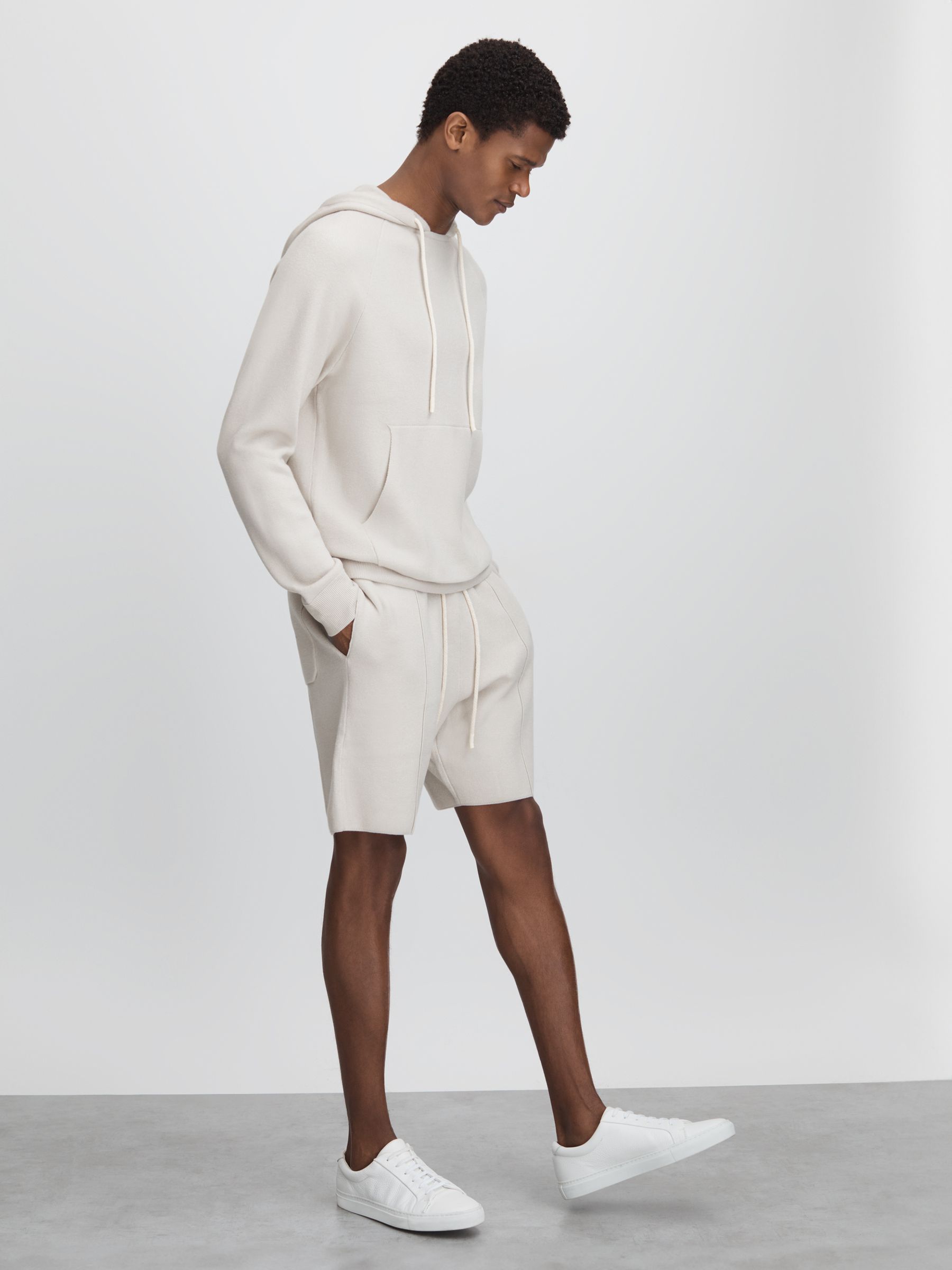 Paige Drawstring Sweat Shorts in Light Grey