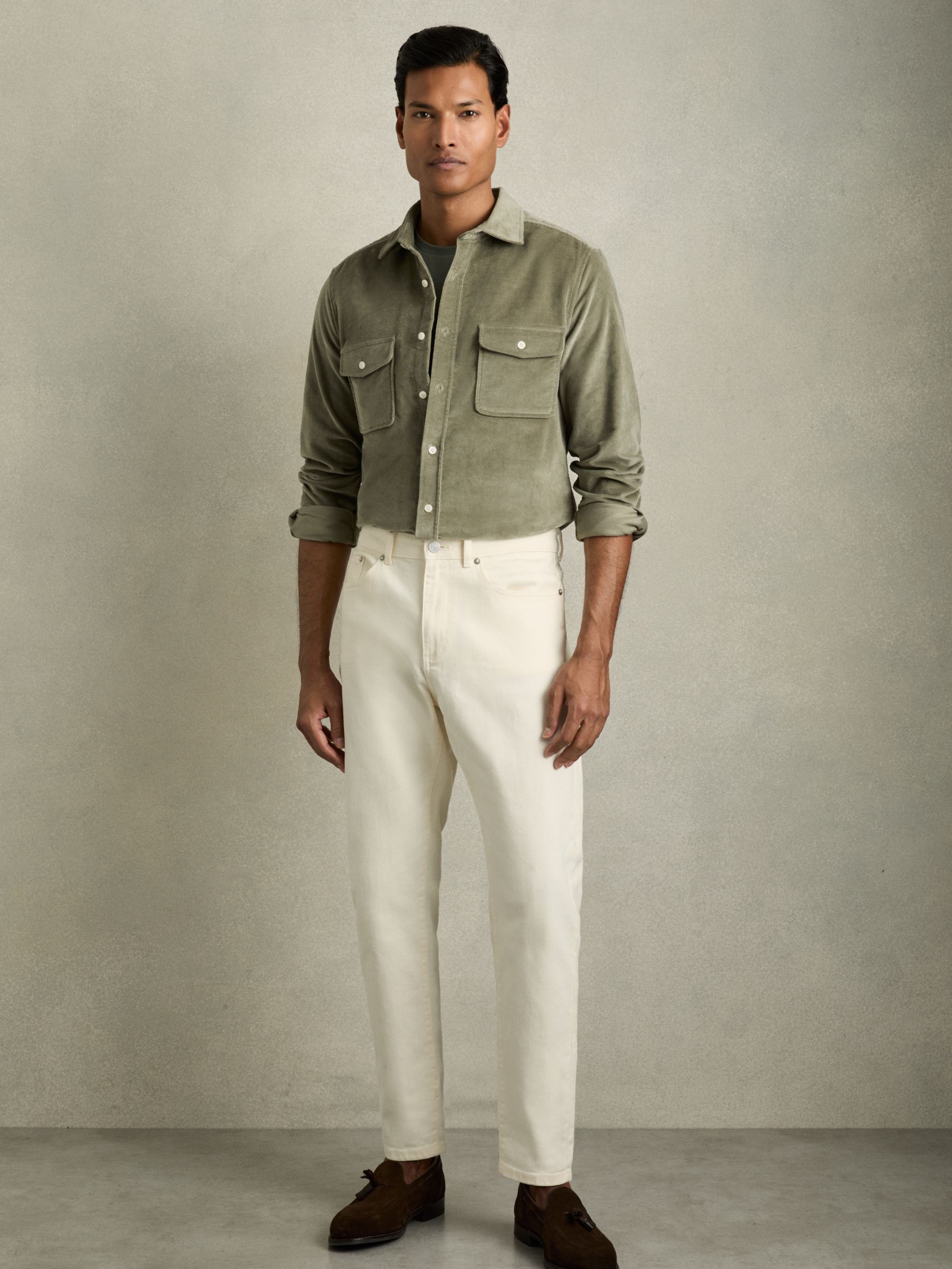 Cotton-Blend Corduroy Overshirt in Sage