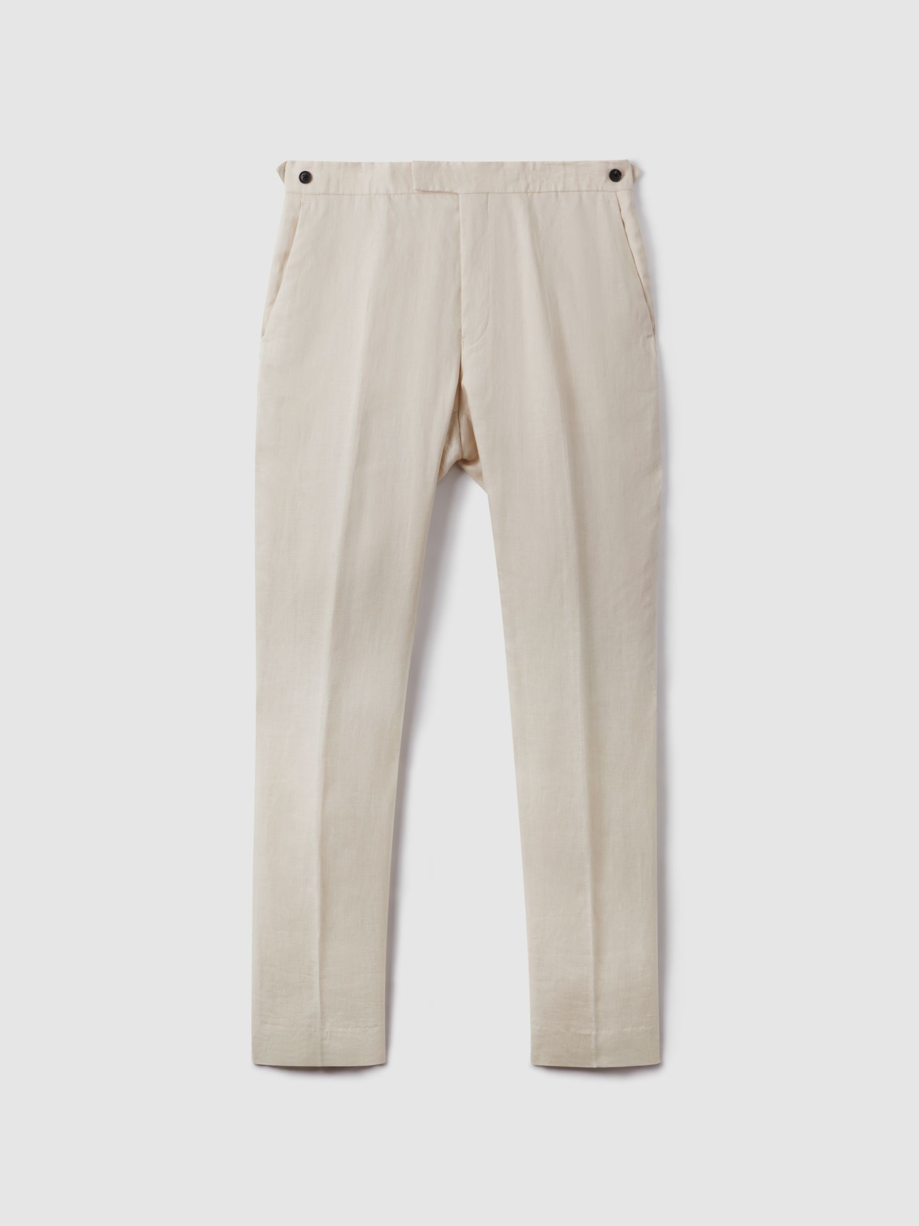 Slim Fit Linen Trousers in Stone