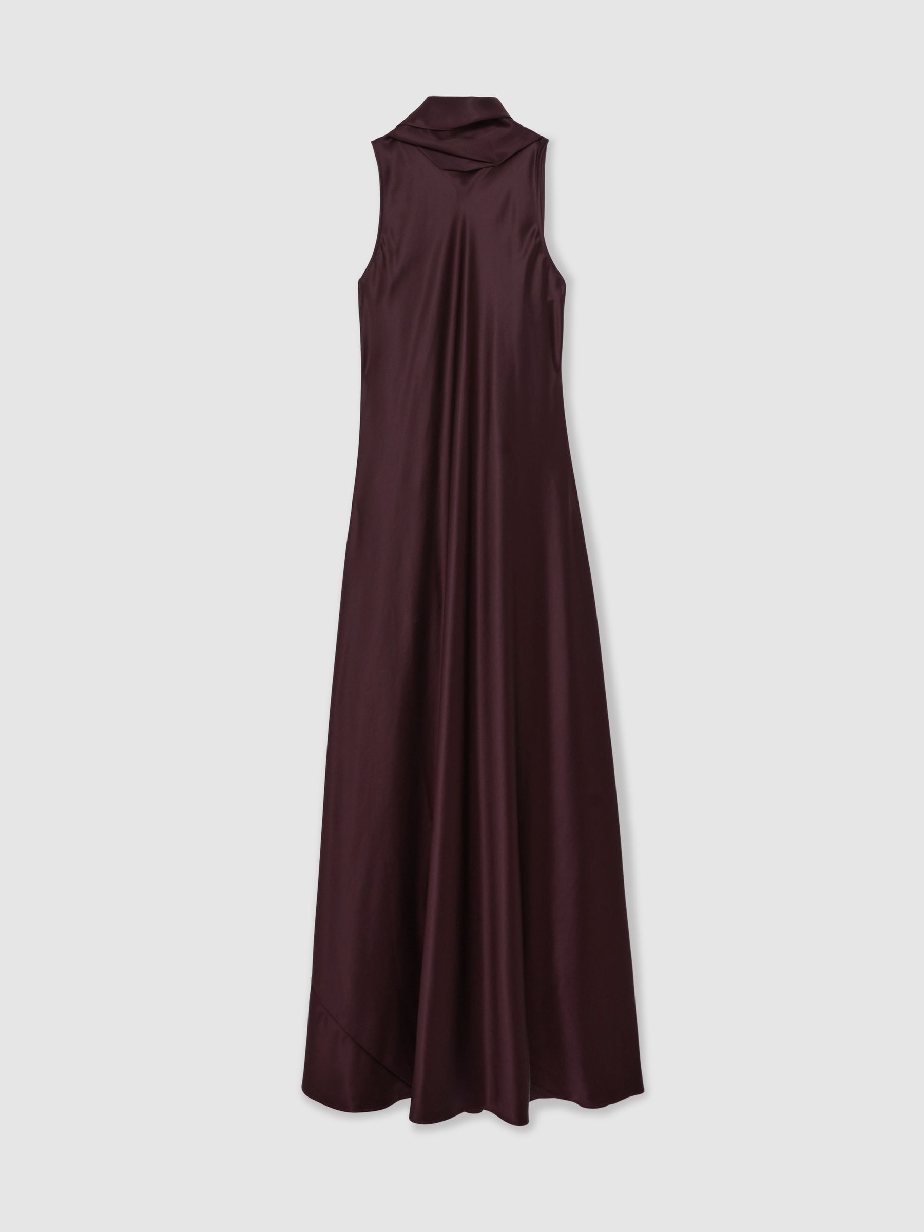 Petite Satin Cape Maxi Dress in Burgundy