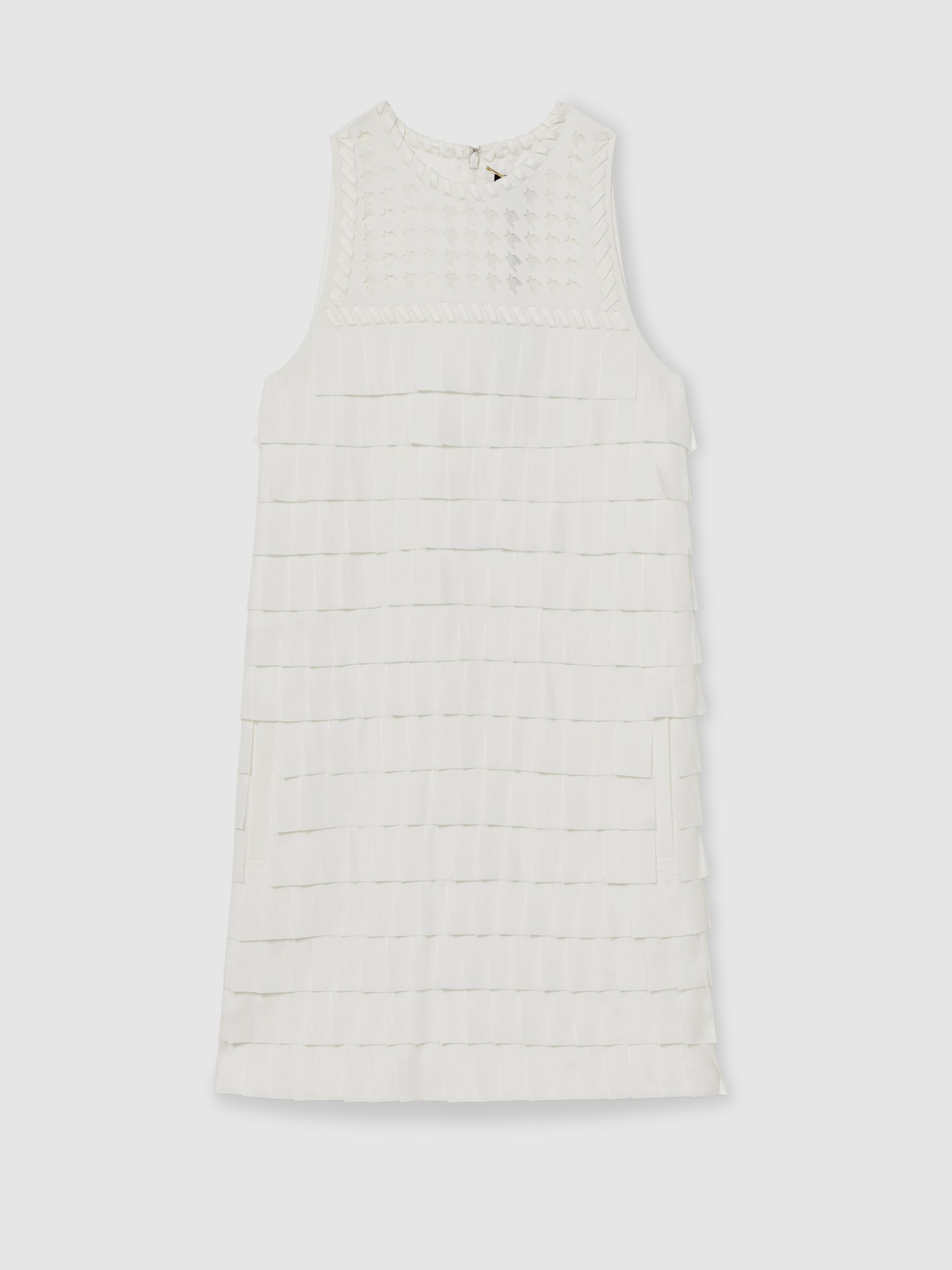 Atelier Layered Fringe Mini Dress in White