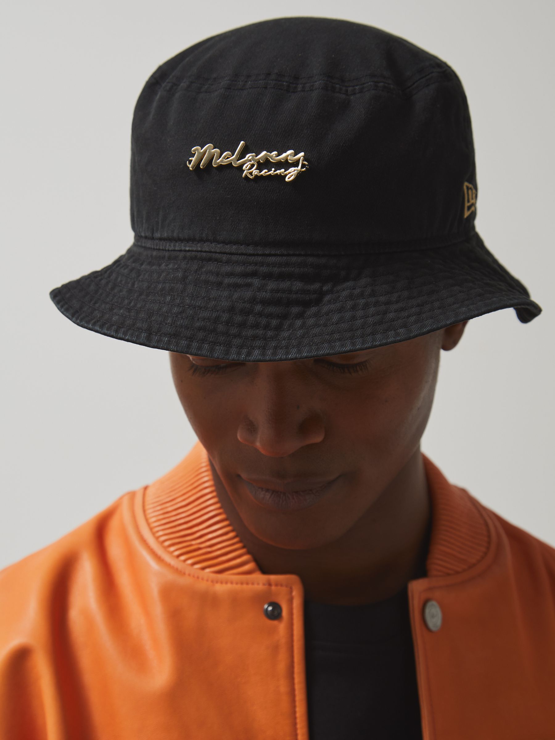 Unisex Fit McLaren Racing Cotton Bucket Hat in Black