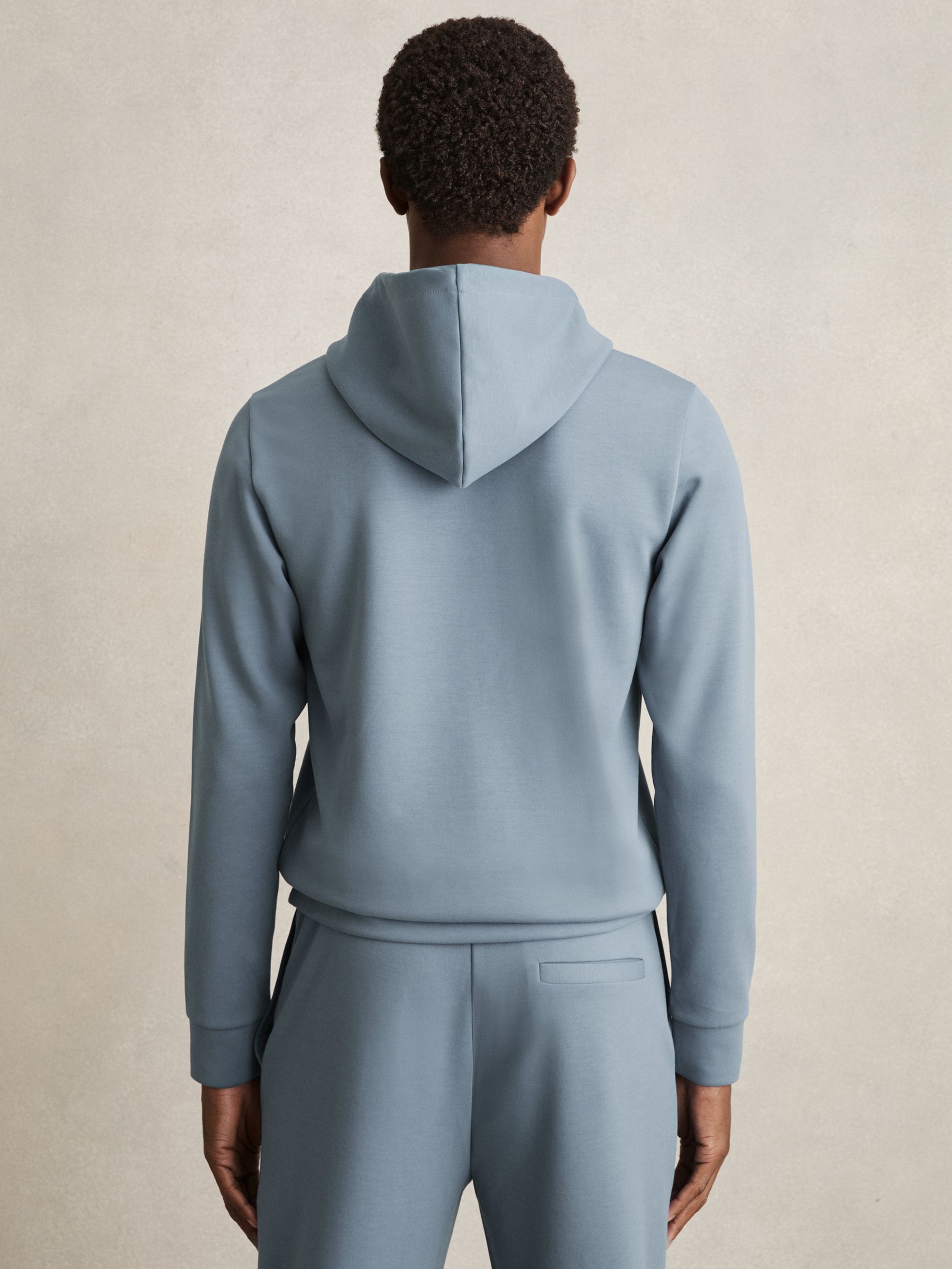 Interlock Jersey Drawstring Hoodie in Airforce Blue