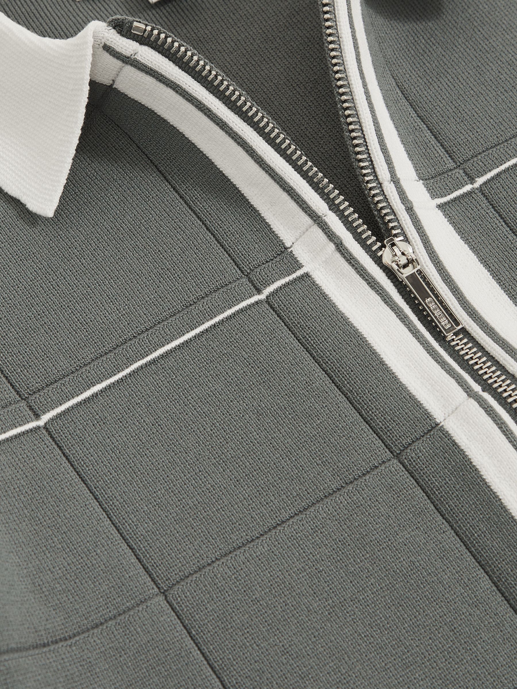 3-9 yrs Tipped Knit Zip-Through Shirt in Dark Sage Green