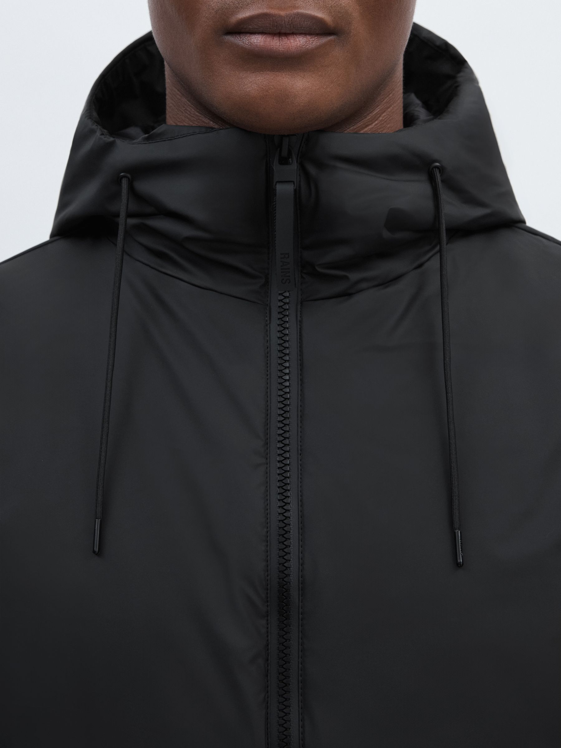 Rains Long Hooded Insulated Jacket in Black