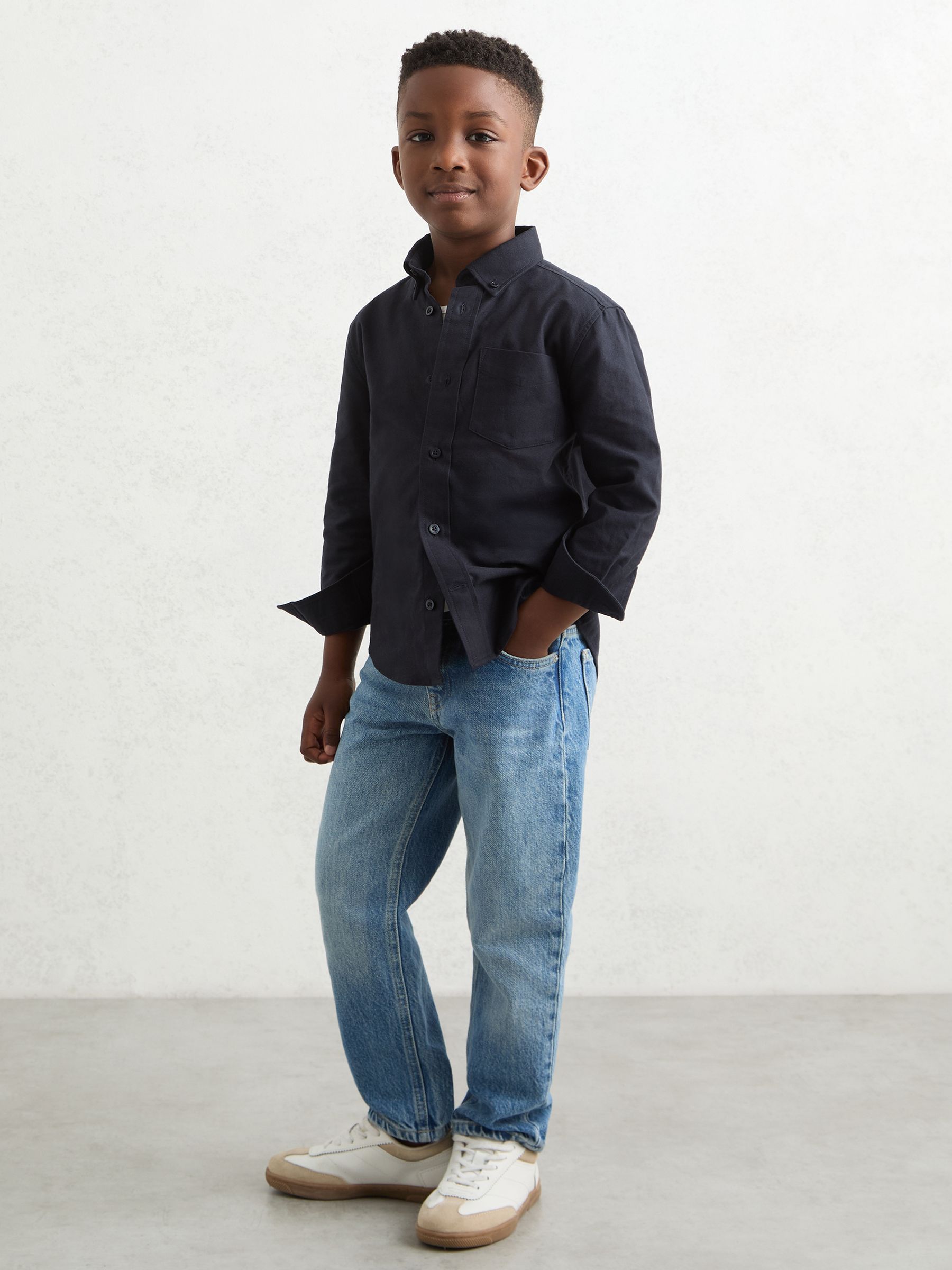 3-9 yrs Button Down Oxford Shirt in Navy