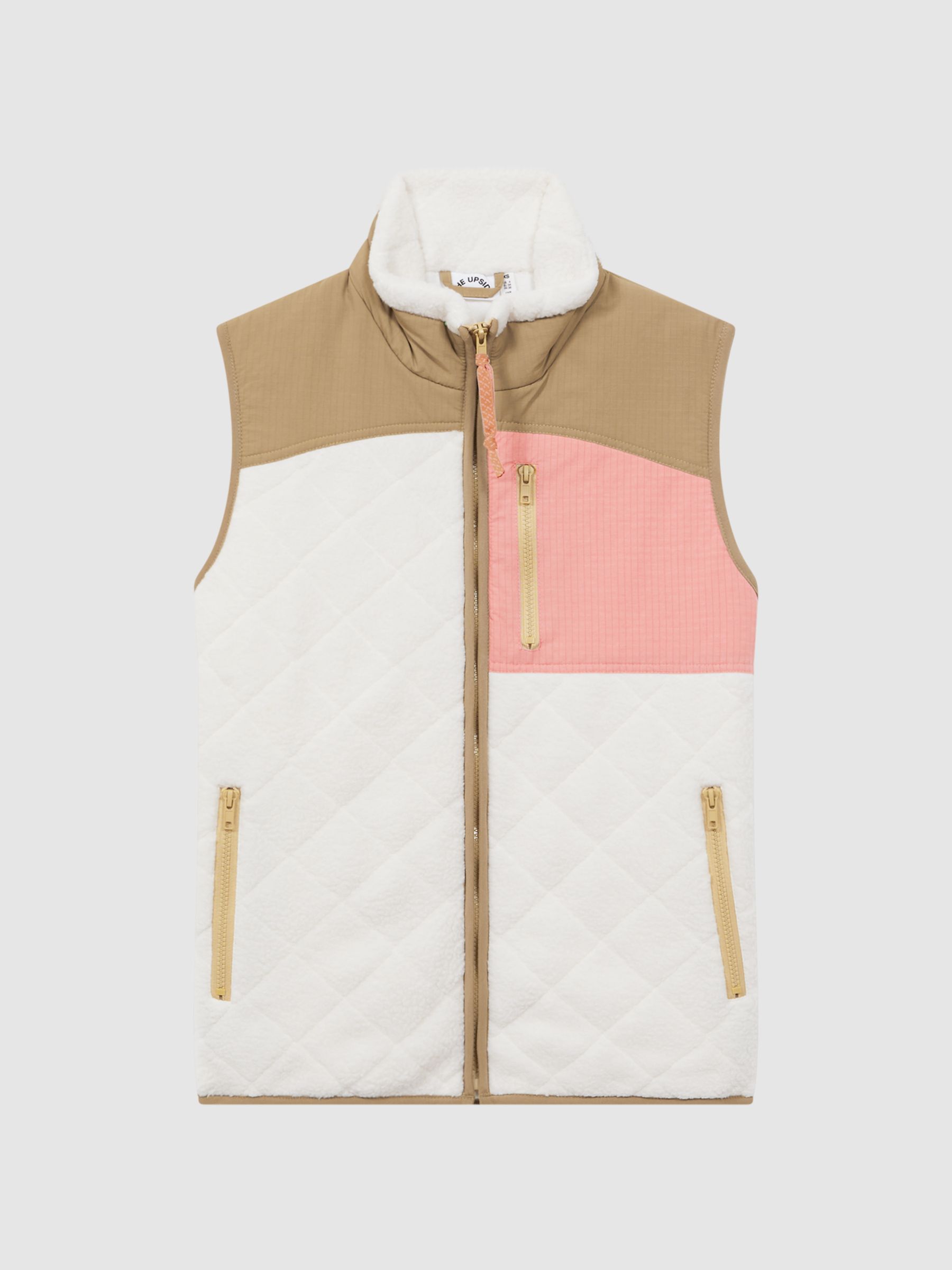The Upside Quilted Patchwork Gilet in Natural