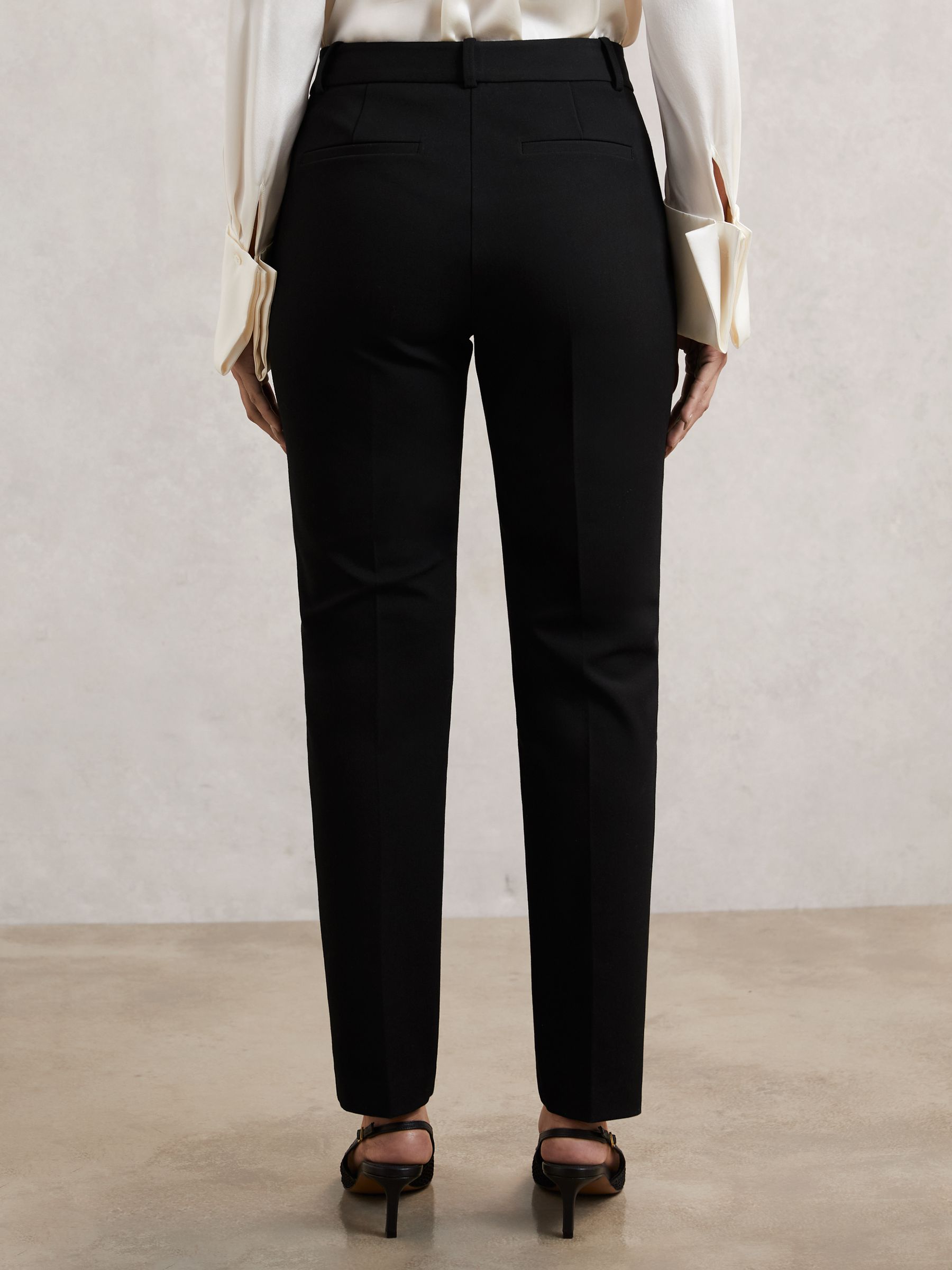 Petite Pintuck Tapered Trousers in Black